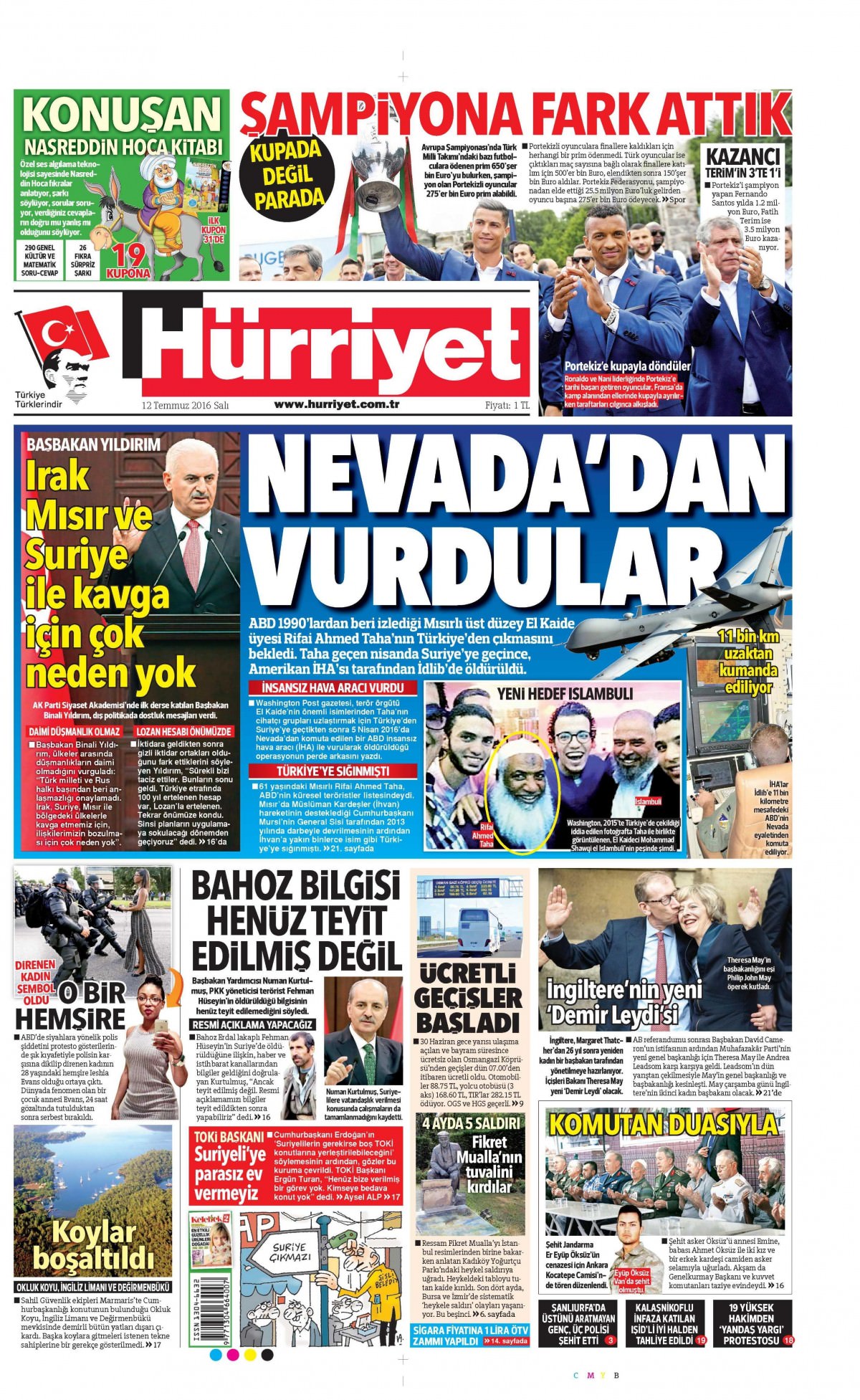 12 Temmuz 2016 gazete manşetleri - 927