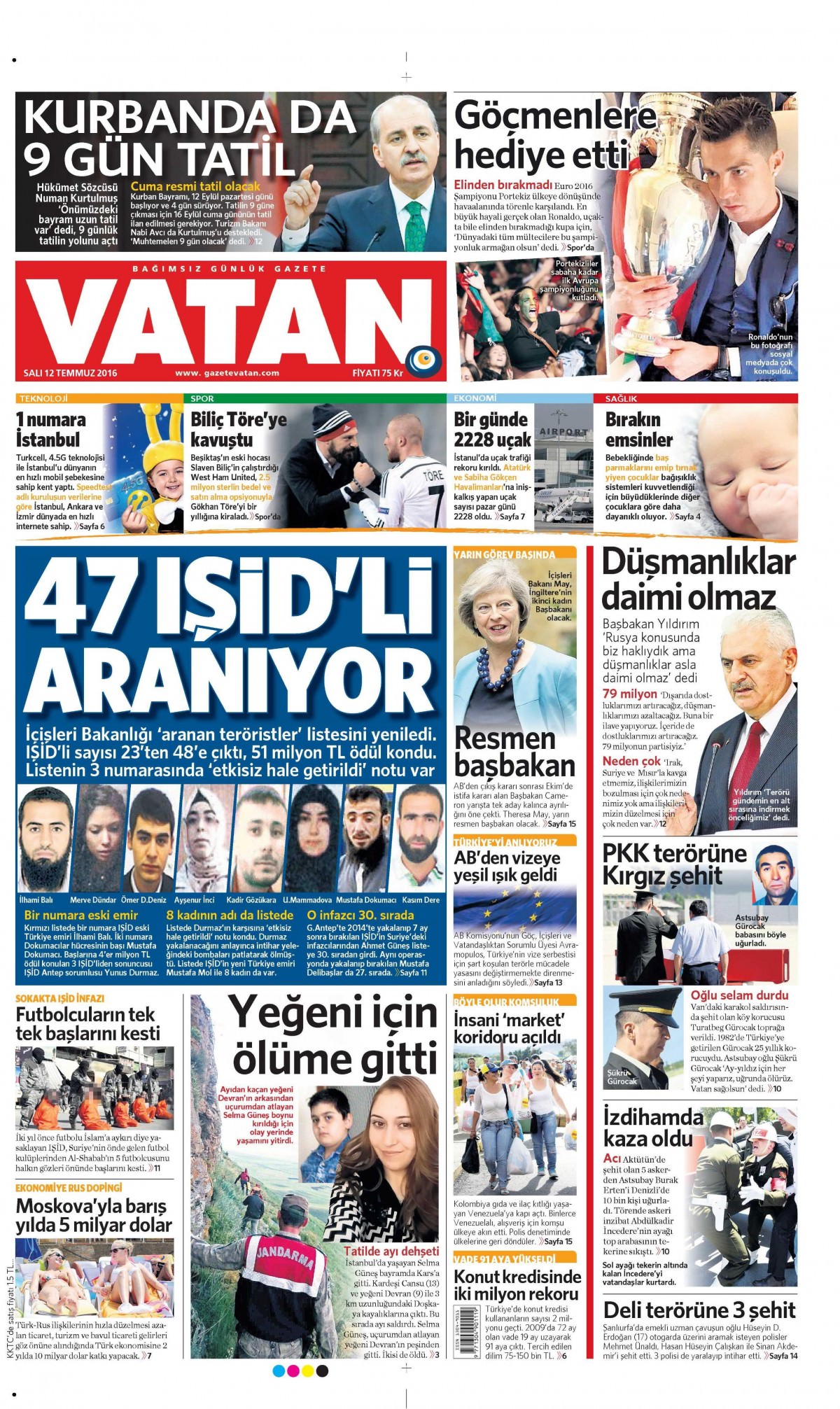 12 Temmuz 2016 gazete manşetleri - 797