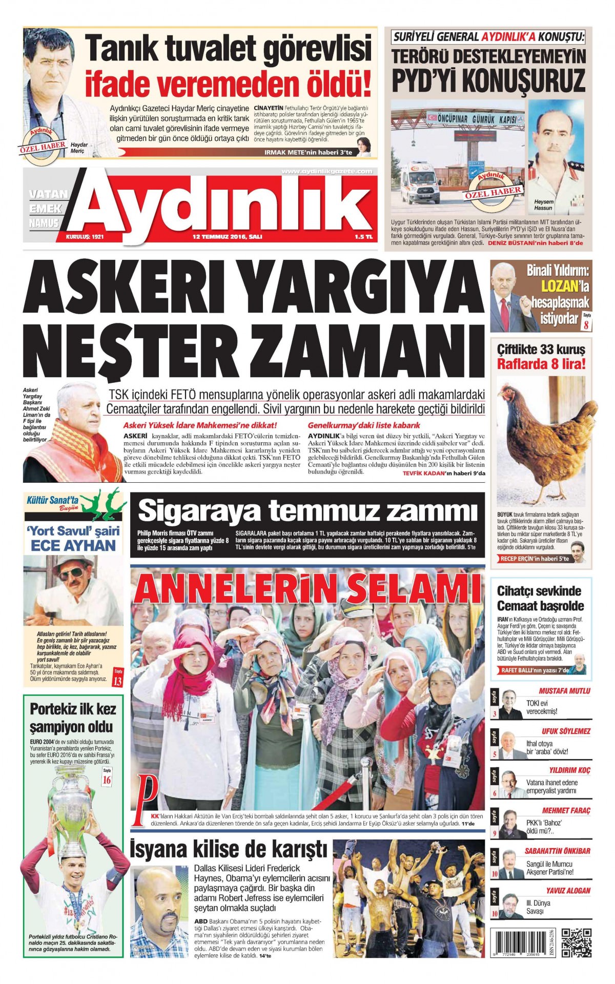 12 Temmuz 2016 gazete manşetleri - 621