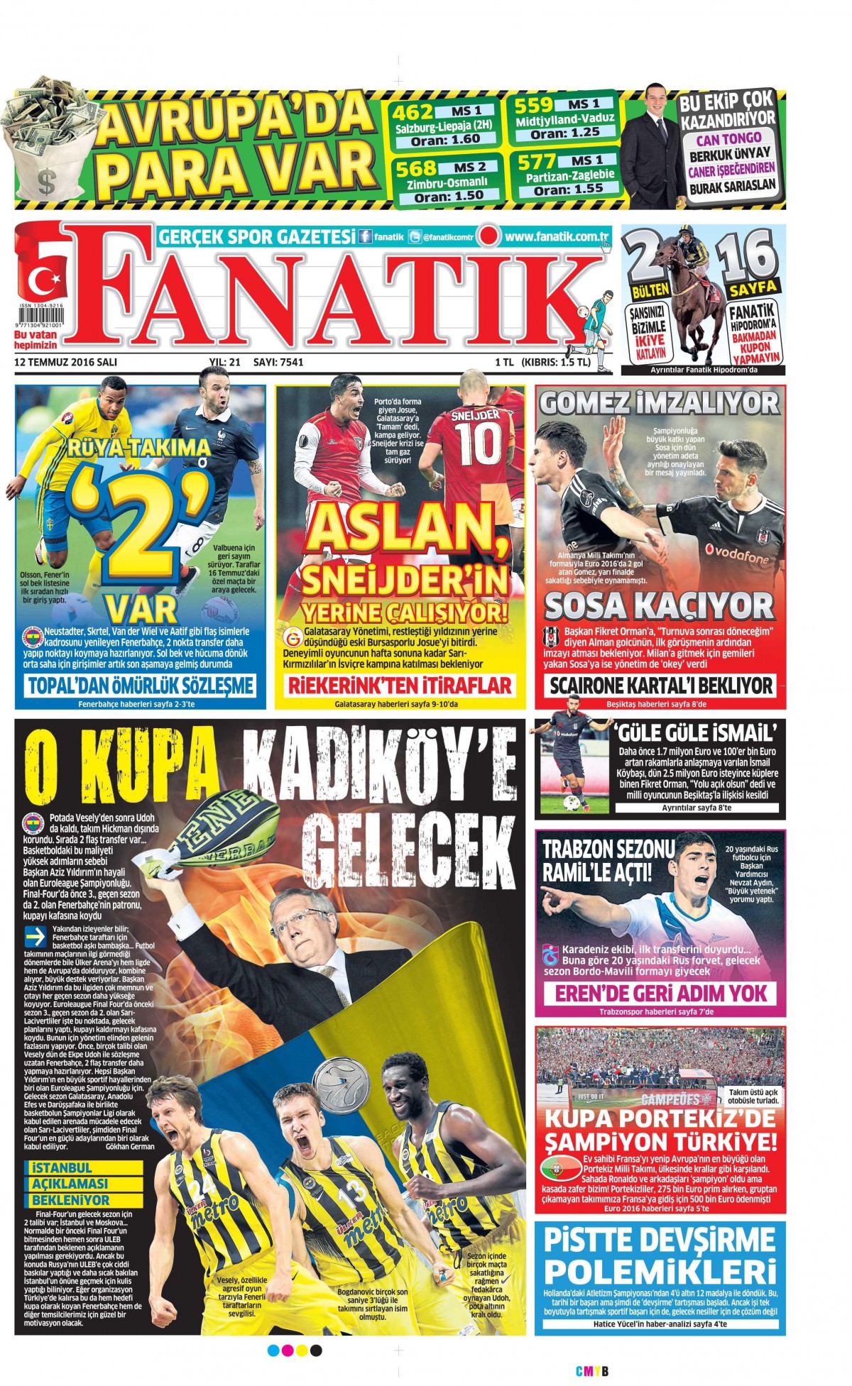 12 Temmuz 2016 gazete manşetleri - 780