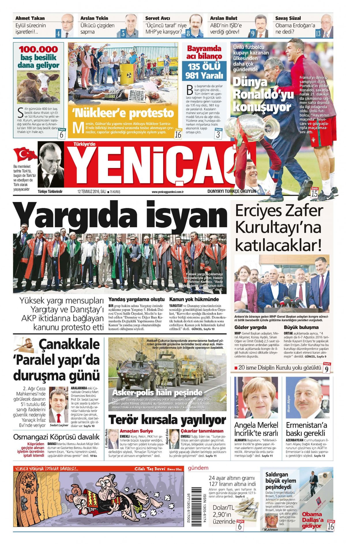 12 Temmuz 2016 gazete manşetleri - 604