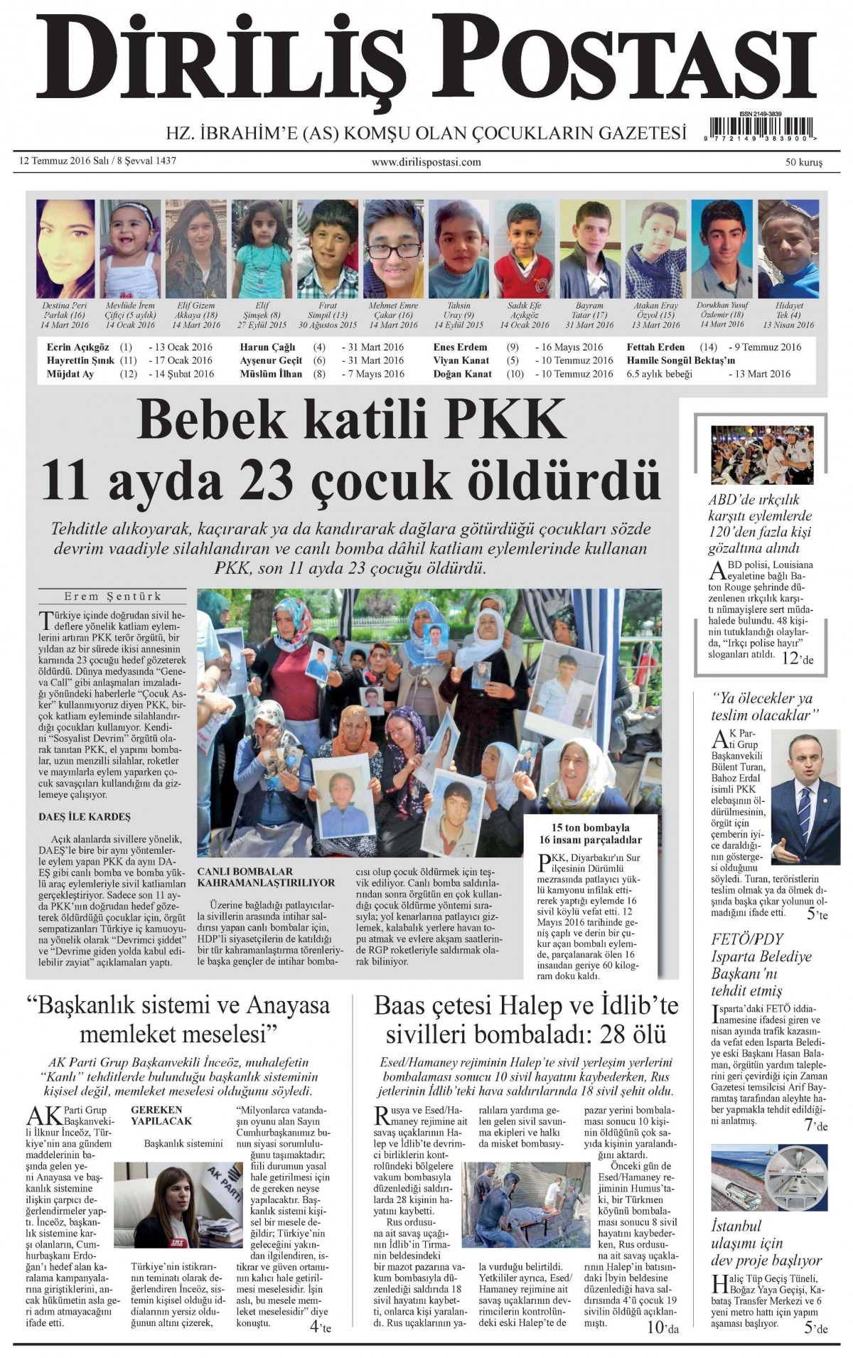 12 Temmuz 2016 gazete manşetleri - 699