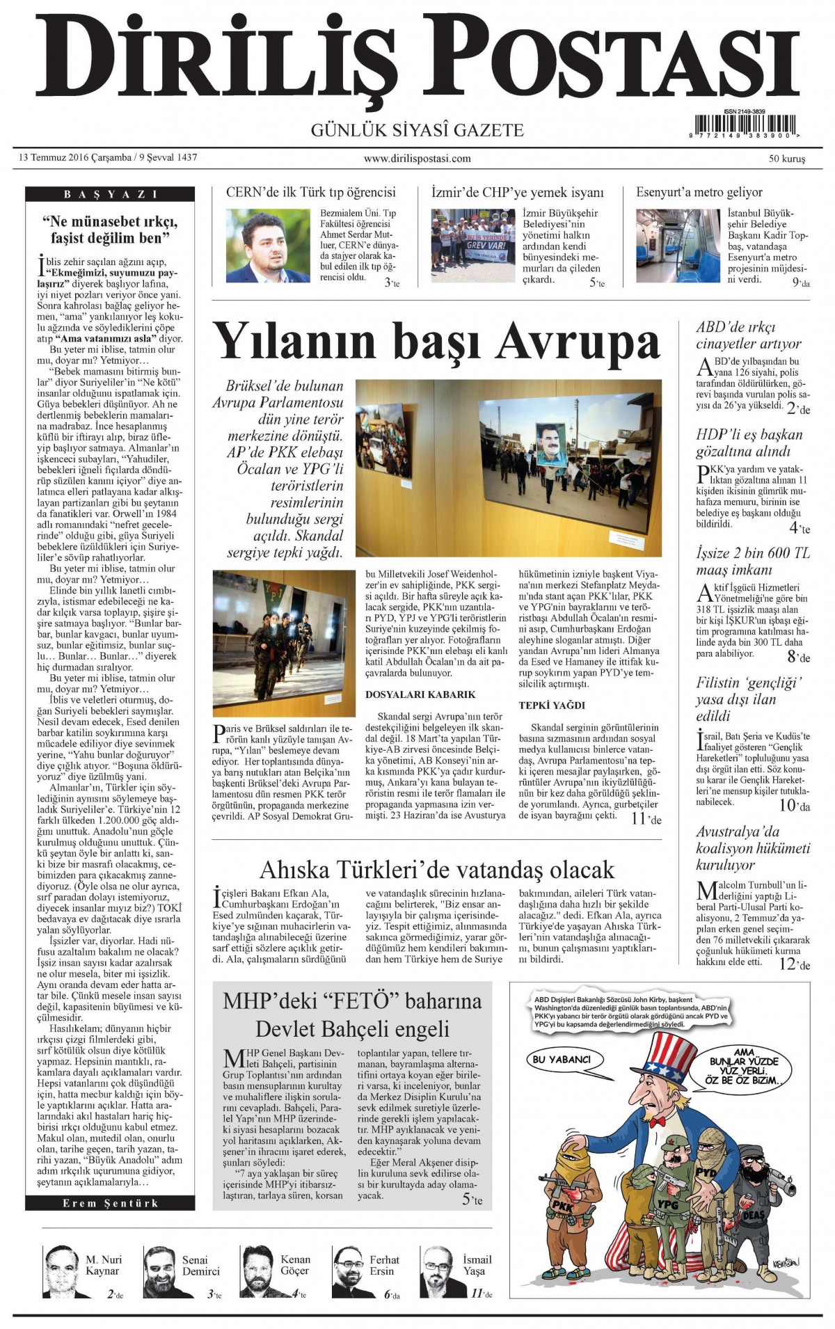 13 Temmuz 2016 gazete manşetleri - 827