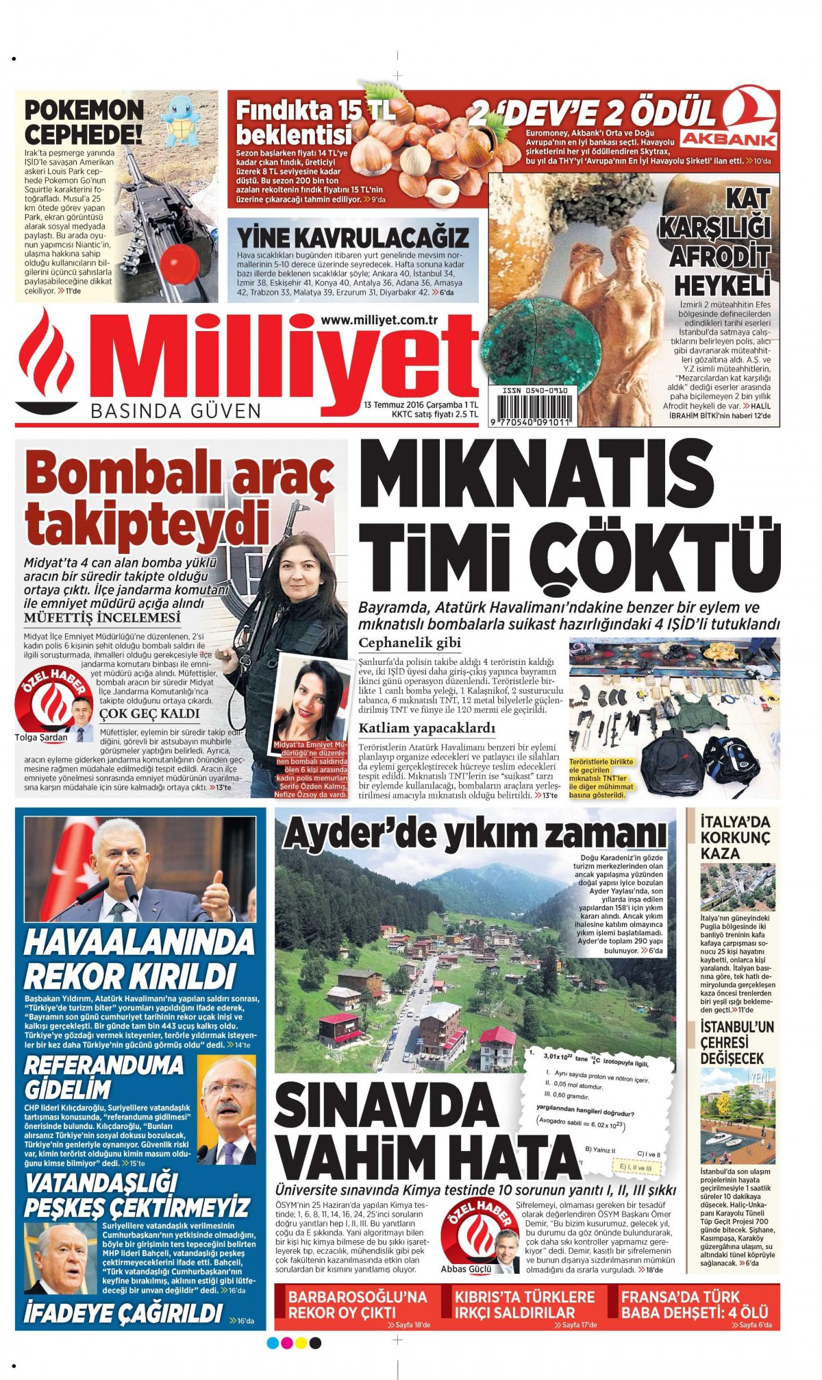 13 Temmuz 2016 gazete manşetleri - 579