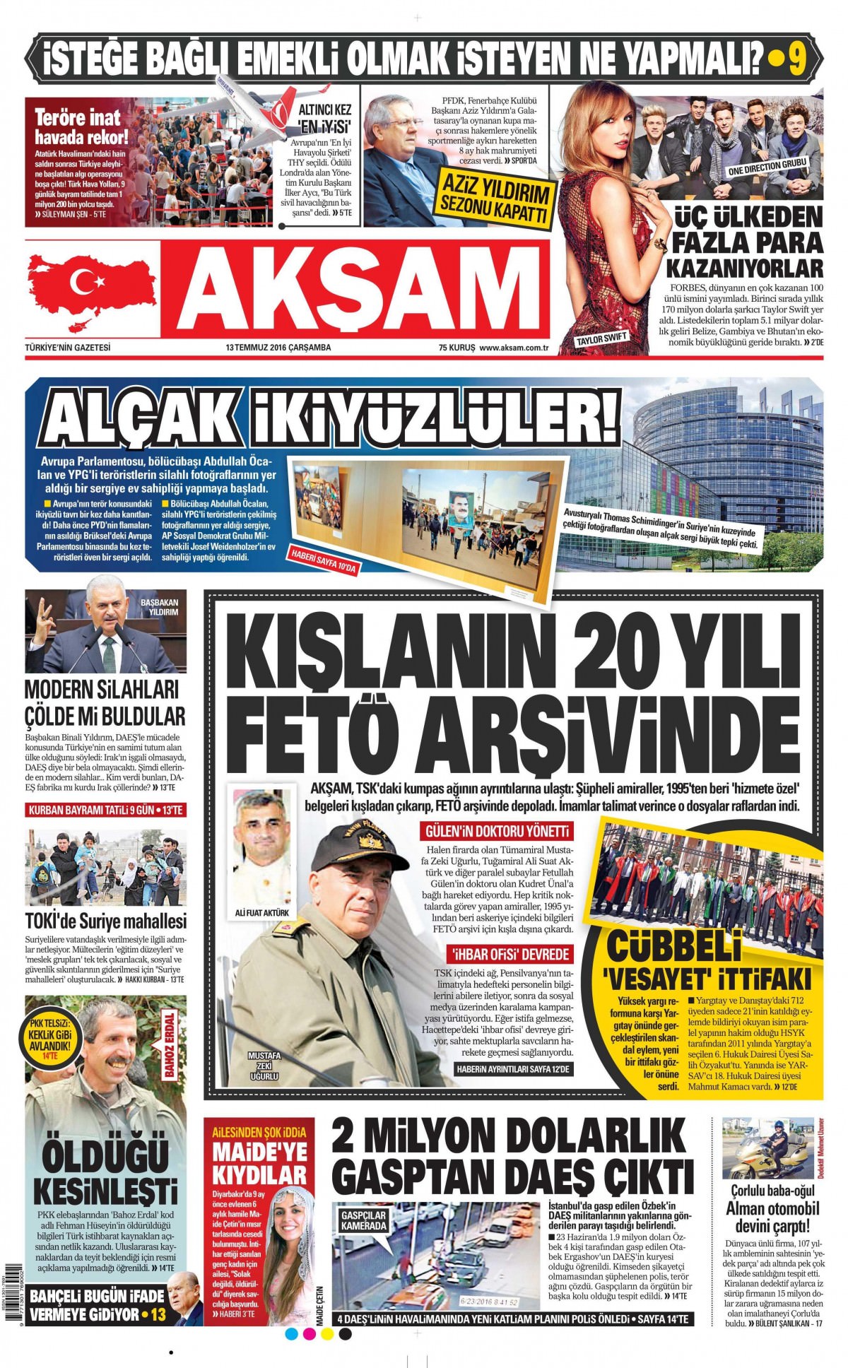 13 Temmuz 2016 gazete manşetleri - 740