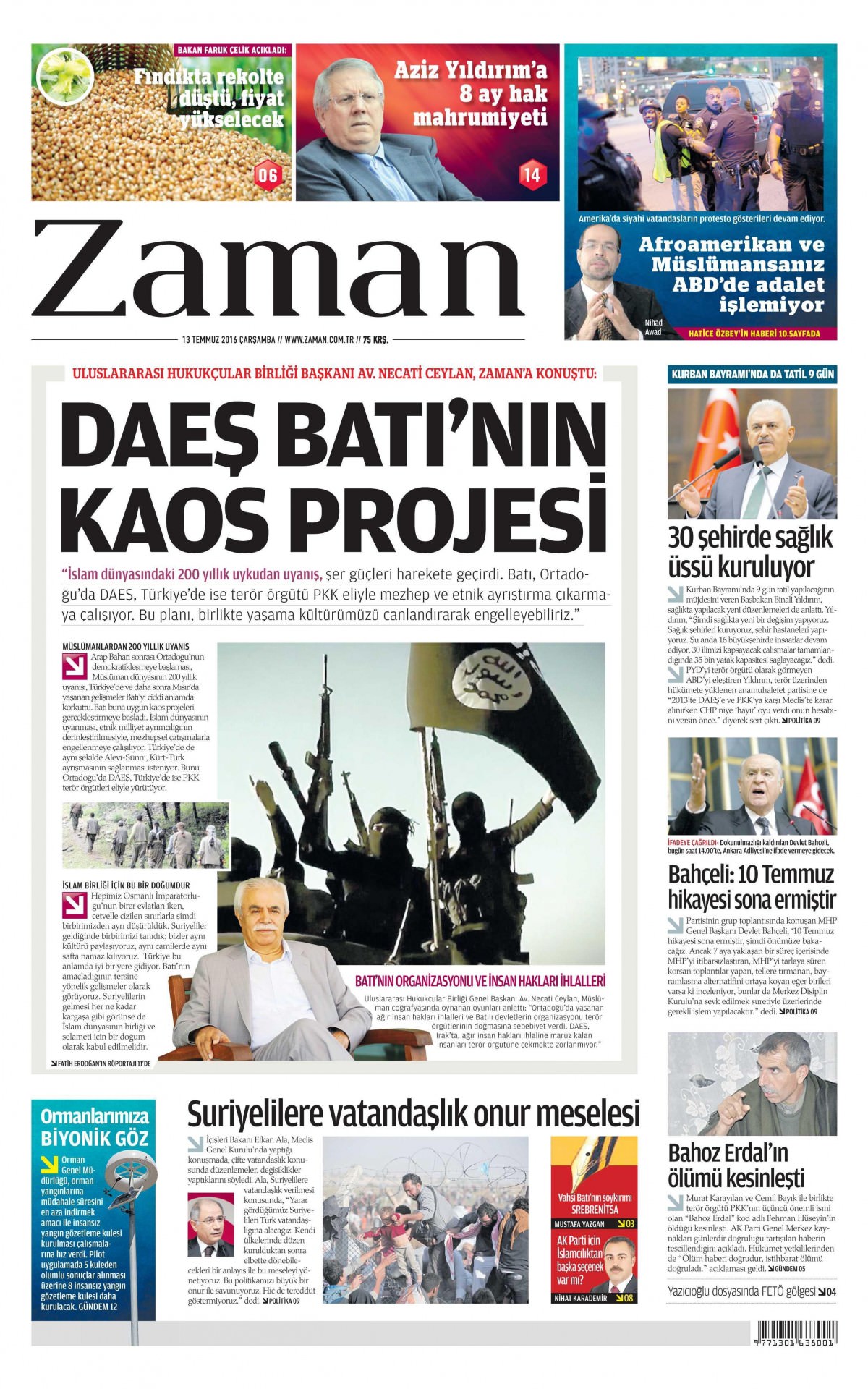 13 Temmuz 2016 gazete manşetleri - 512