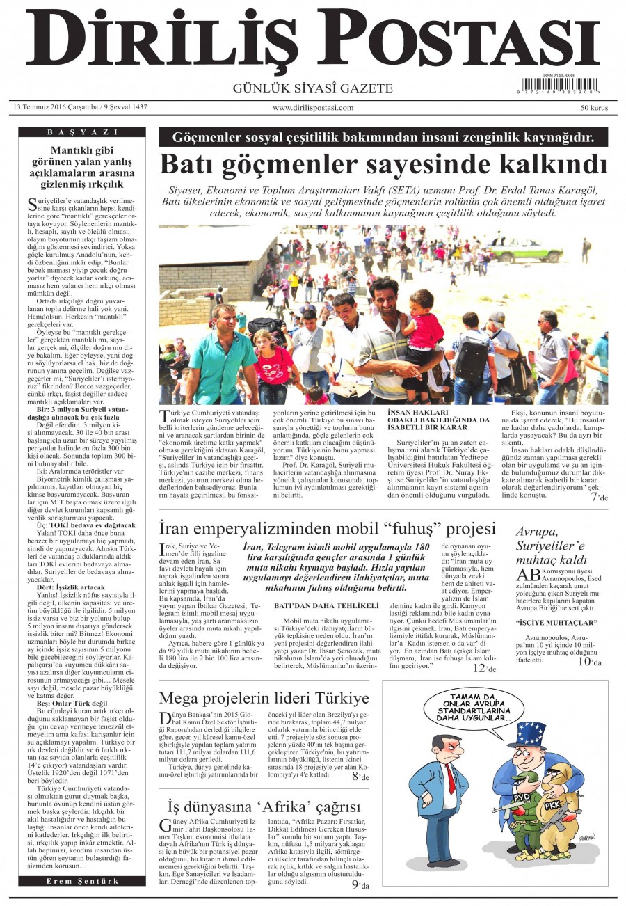 14 Temmuz 2016 gazete manşetleri - 729