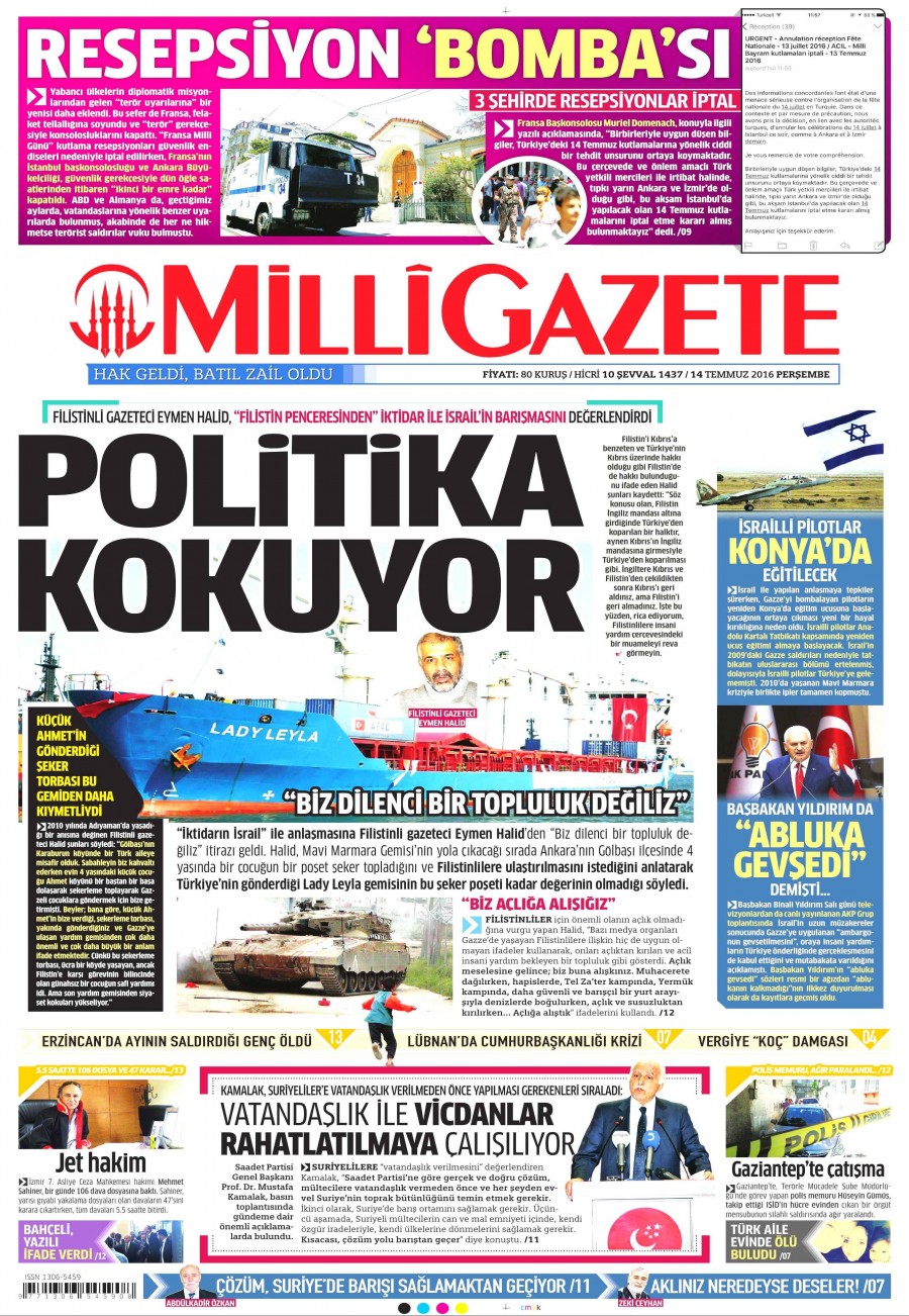 14 Temmuz 2016 gazete manşetleri - 509