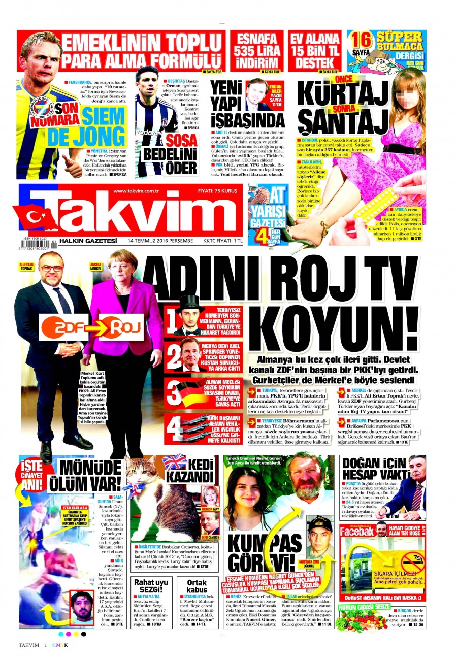 14 Temmuz 2016 gazete manşetleri - 726