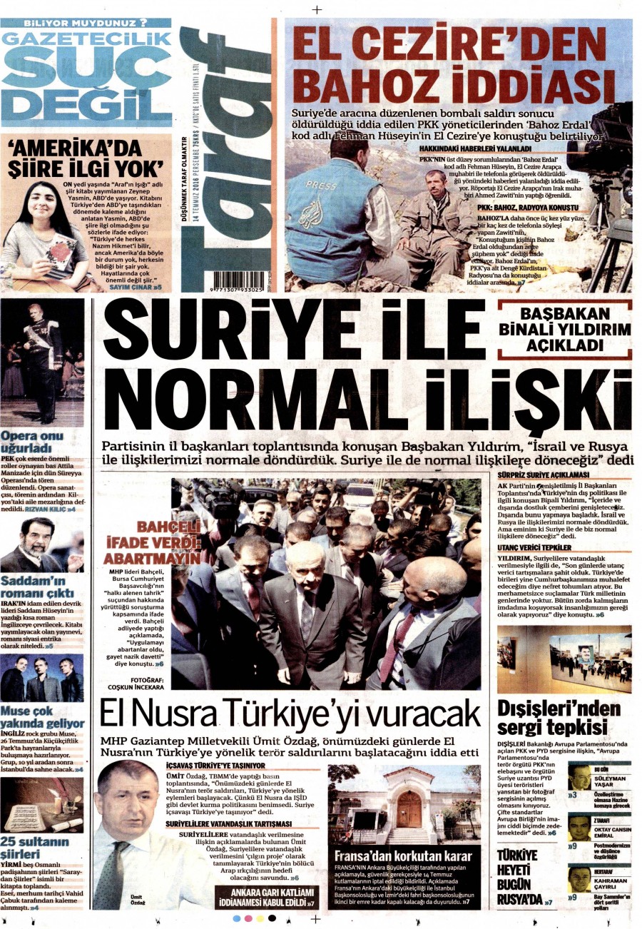 14 Temmuz 2016 gazete manşetleri - 733