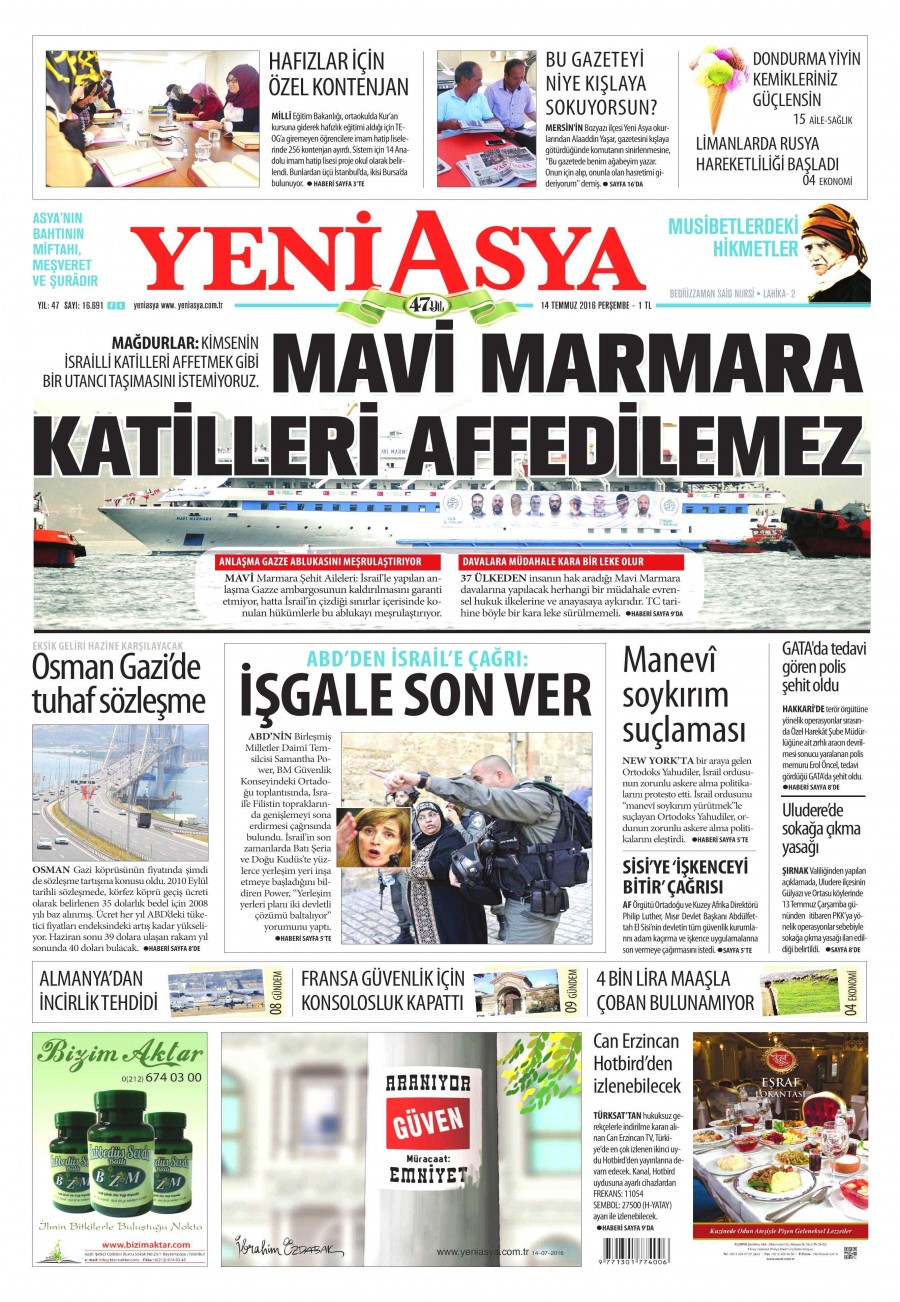 14 Temmuz 2016 gazete manşetleri - 828