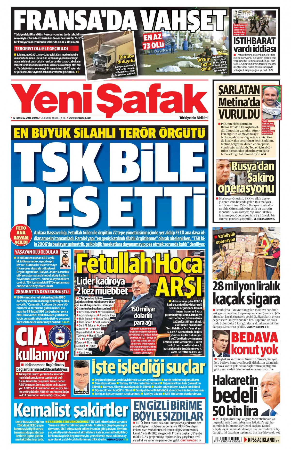 15 Temmuz 2016 gazete manşetleri - 7