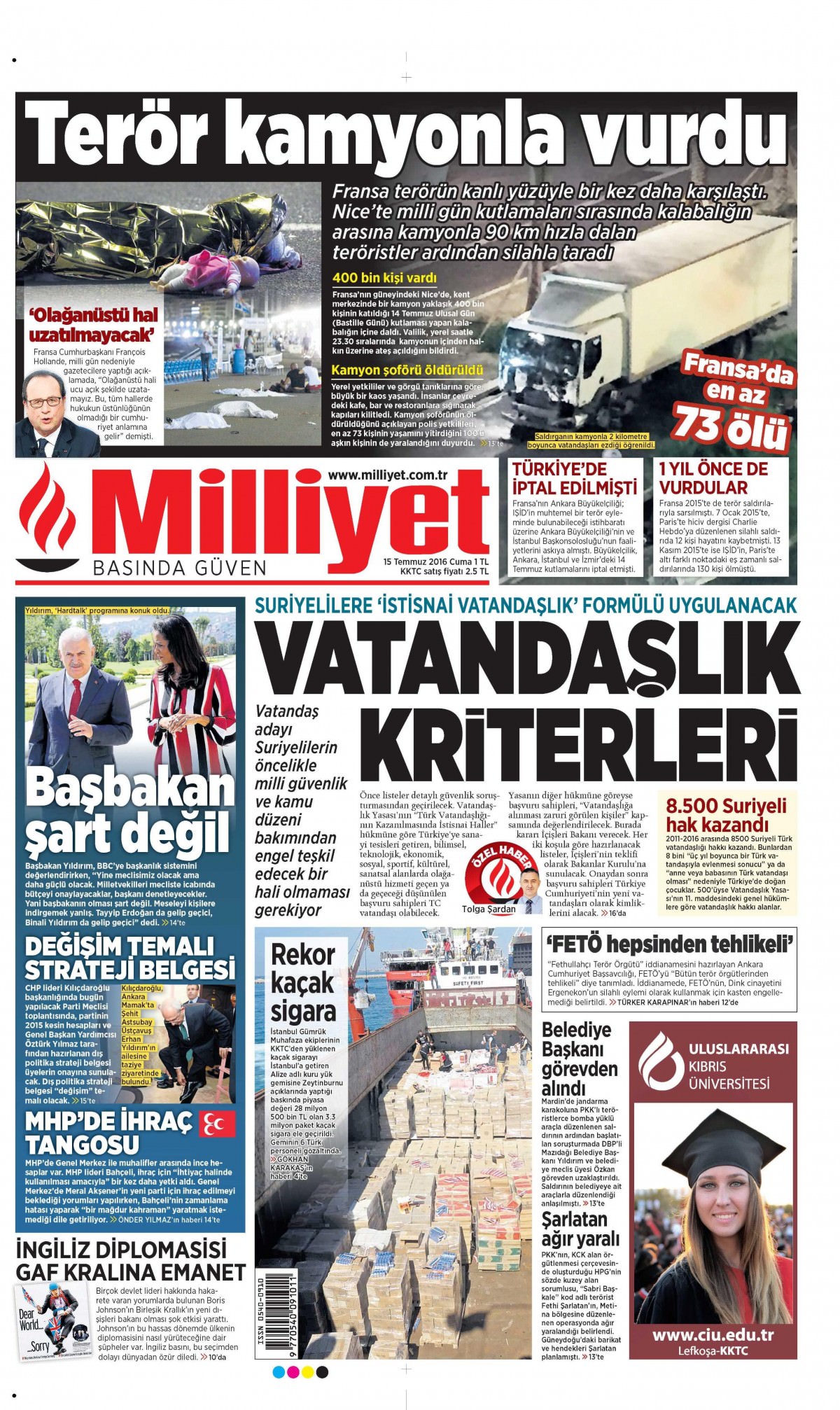 15 Temmuz 2016 gazete manşetleri - 6