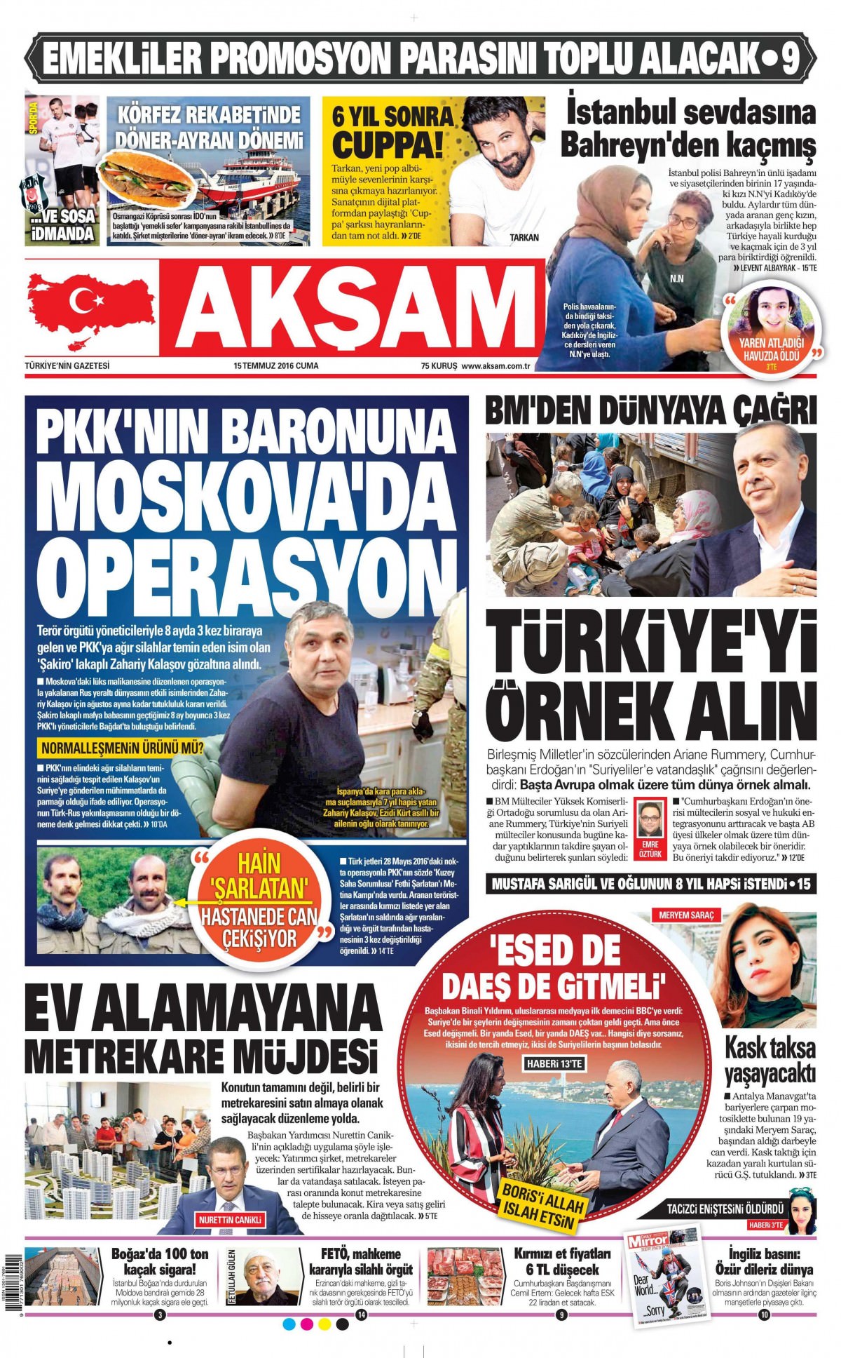 15 Temmuz 2016 gazete manşetleri - 22