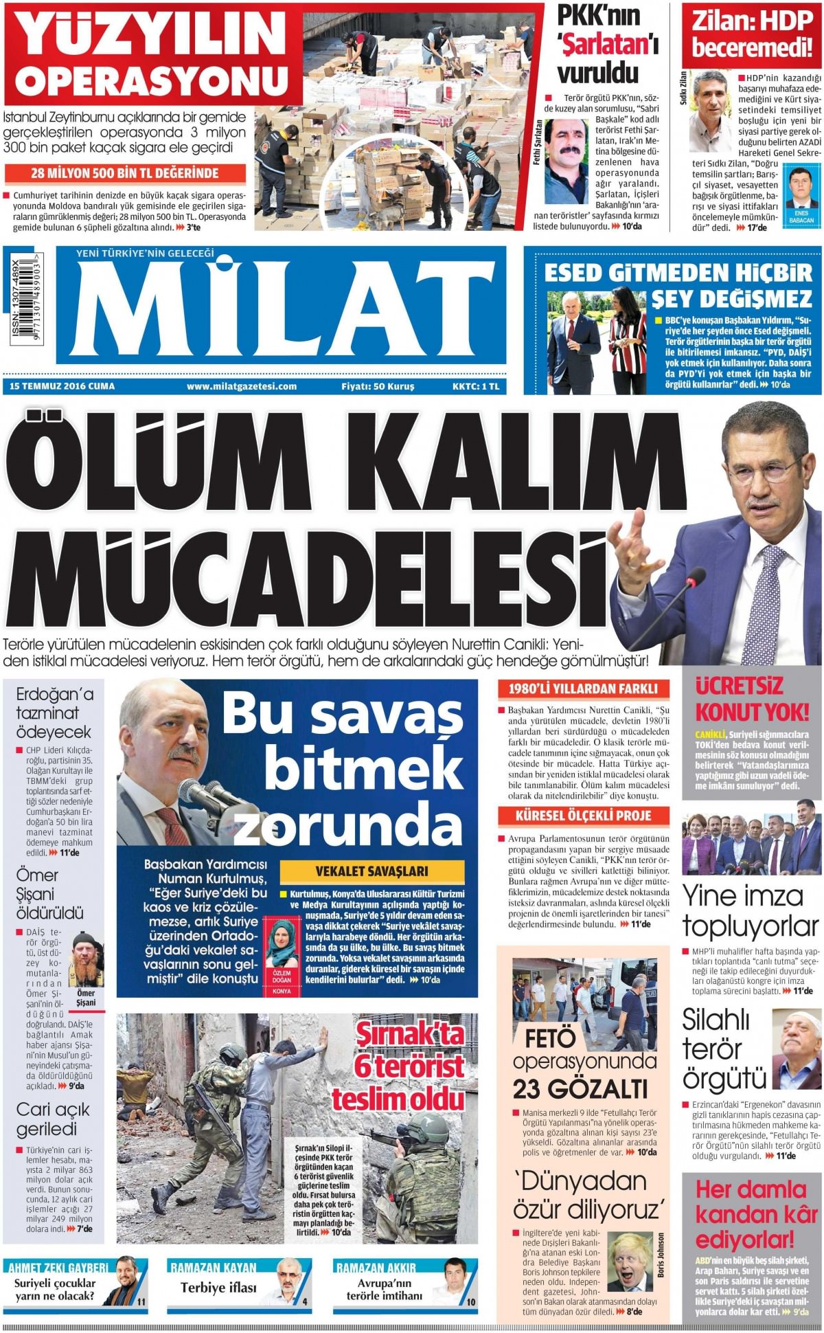 15 Temmuz 2016 gazete manşetleri - 13