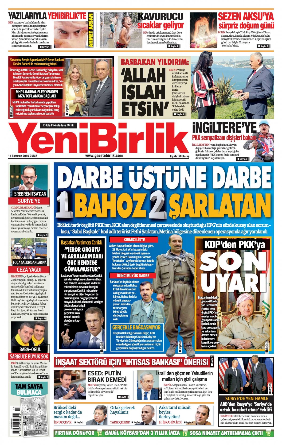 15 Temmuz 2016 gazete manşetleri - 12