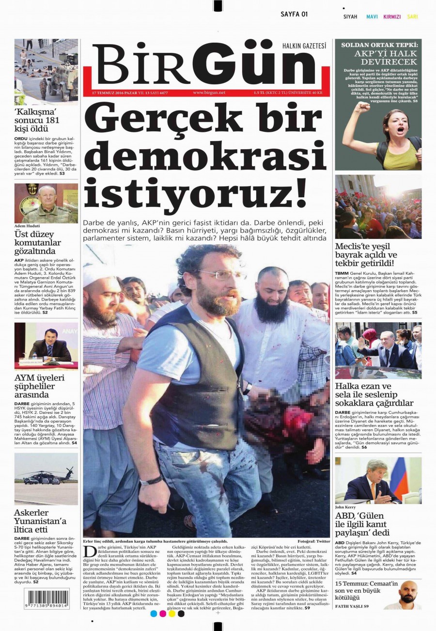 Darbe girişimi sonrası gazete manşetleri - 526