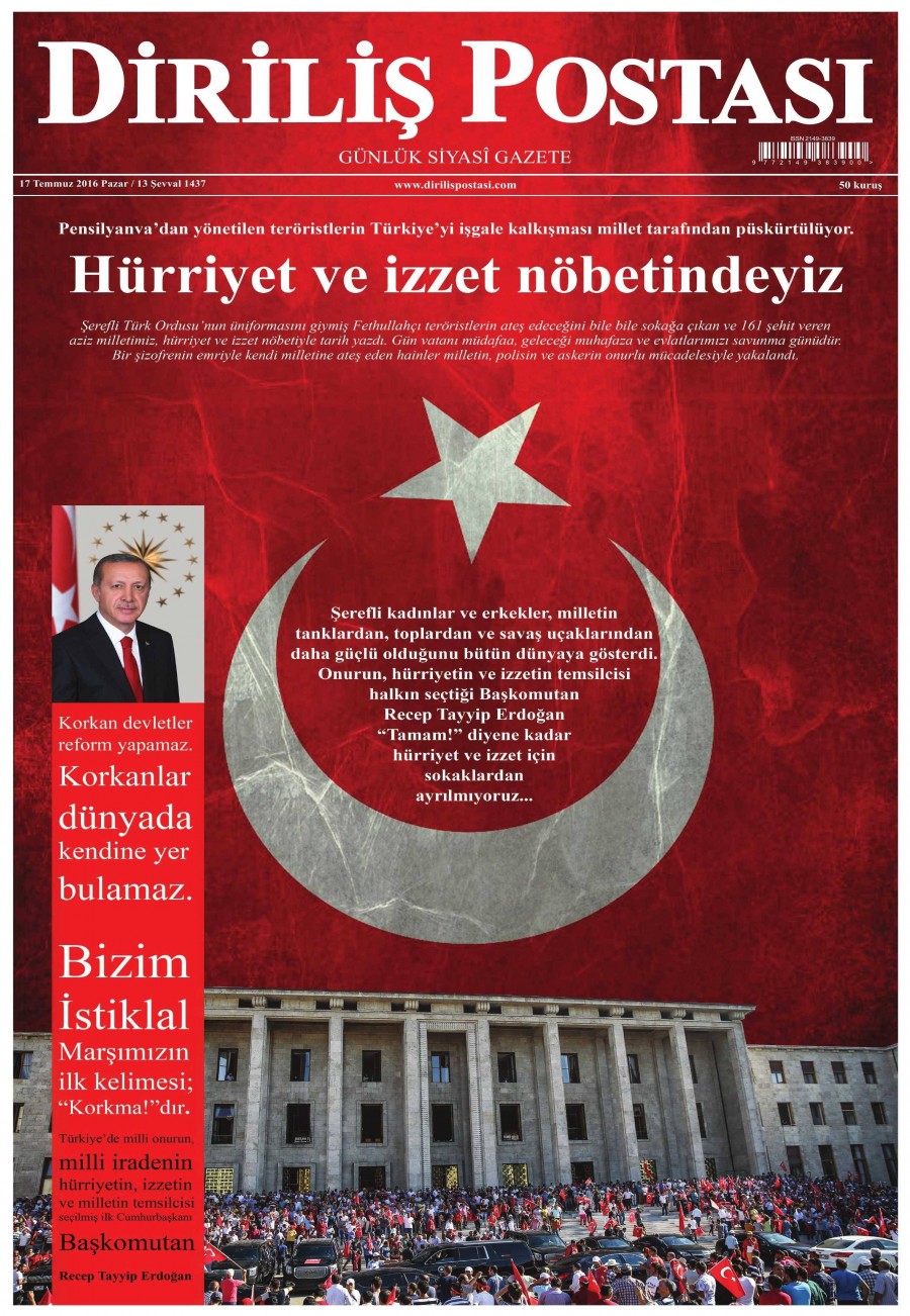 Darbe girişimi sonrası gazete manşetleri - 582