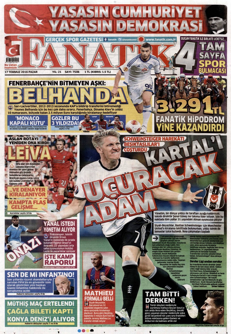 Darbe girişimi sonrası gazete manşetleri - 622