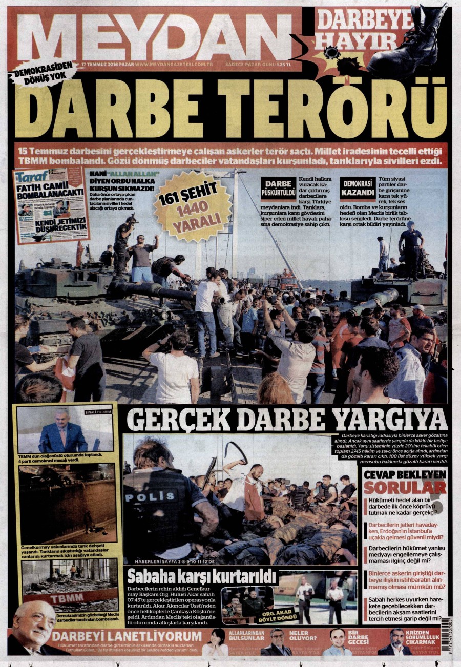 Darbe girişimi sonrası gazete manşetleri - 726