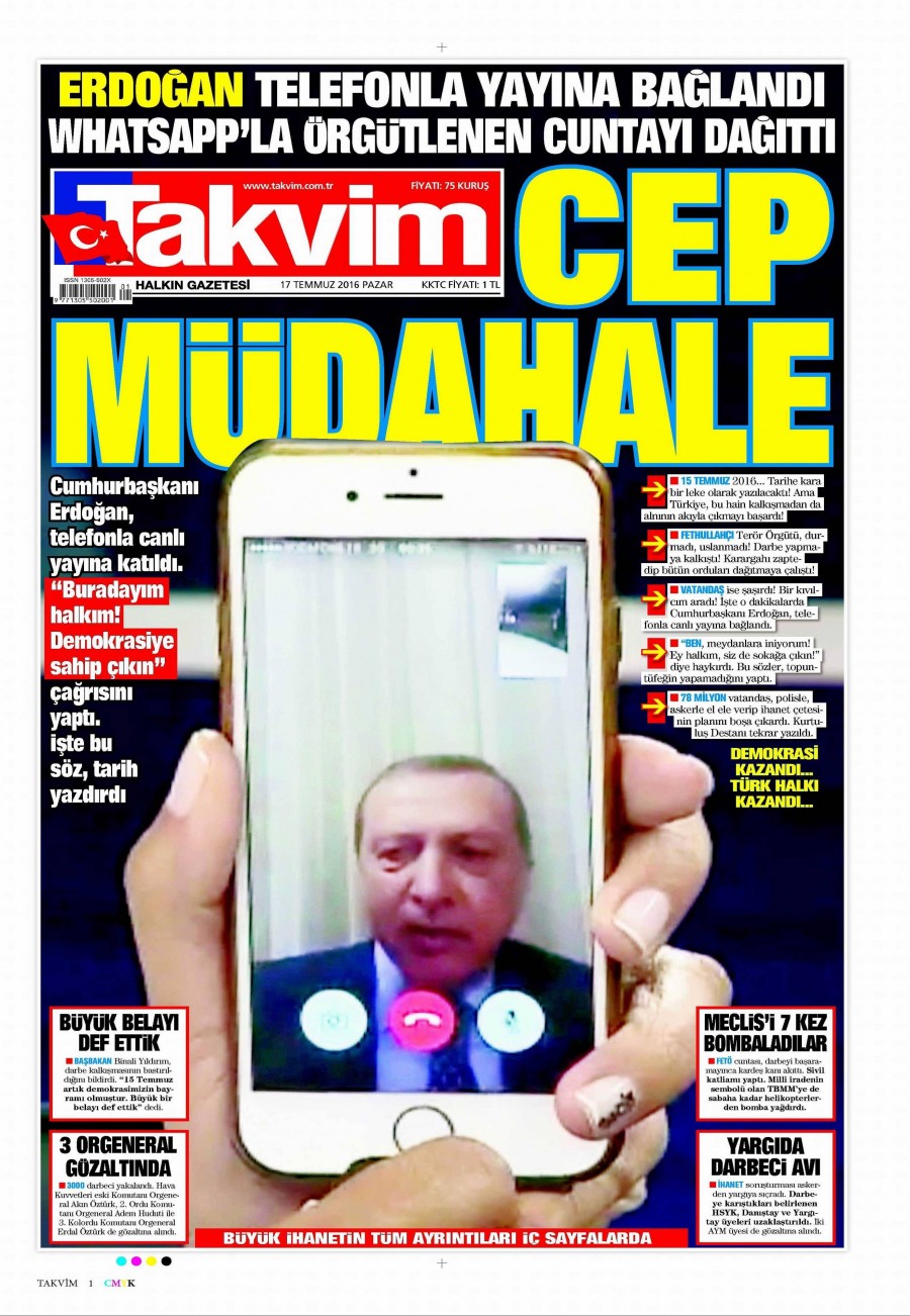 Darbe girişimi sonrası gazete manşetleri - 938