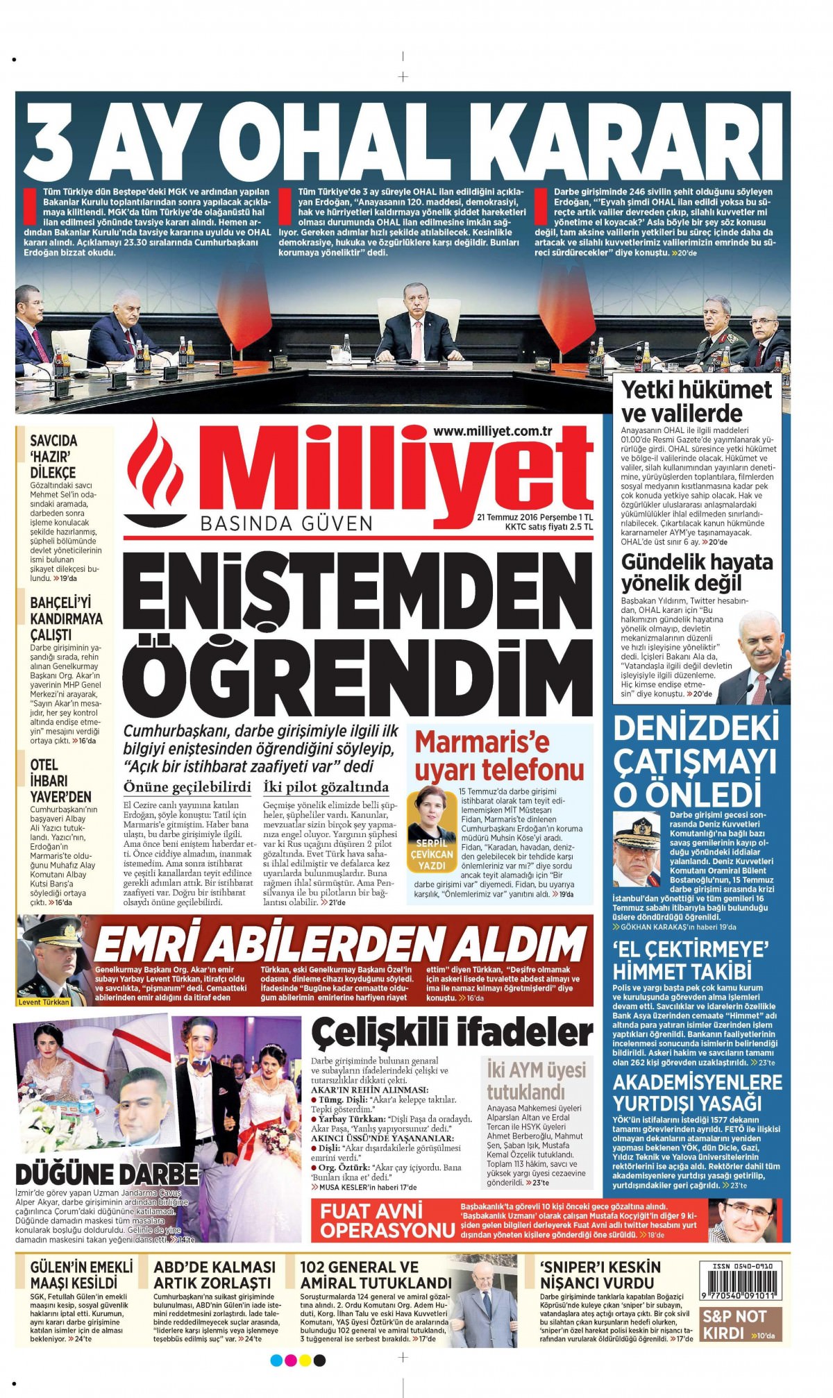 22 Temmuz 2016 gazete manşetleri - 600