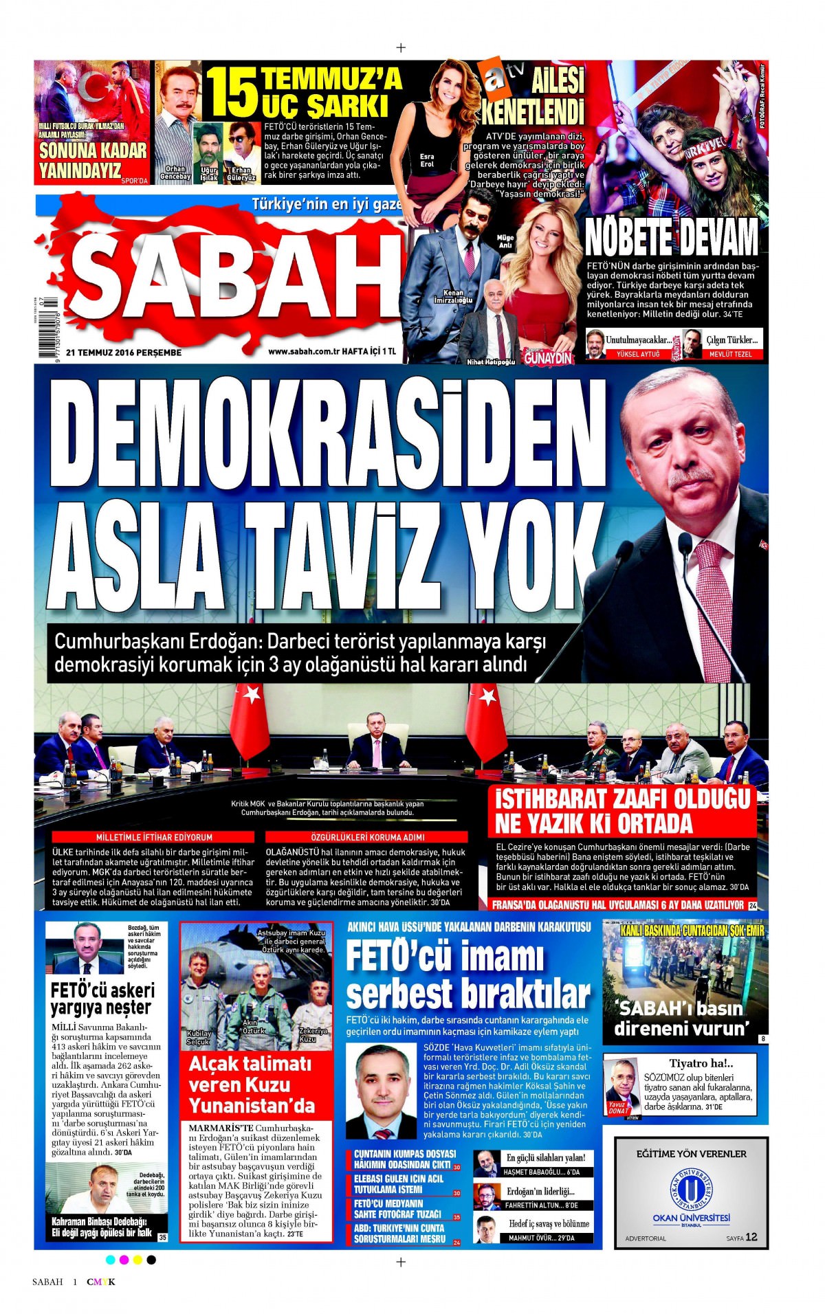 22 Temmuz 2016 gazete manşetleri - 821