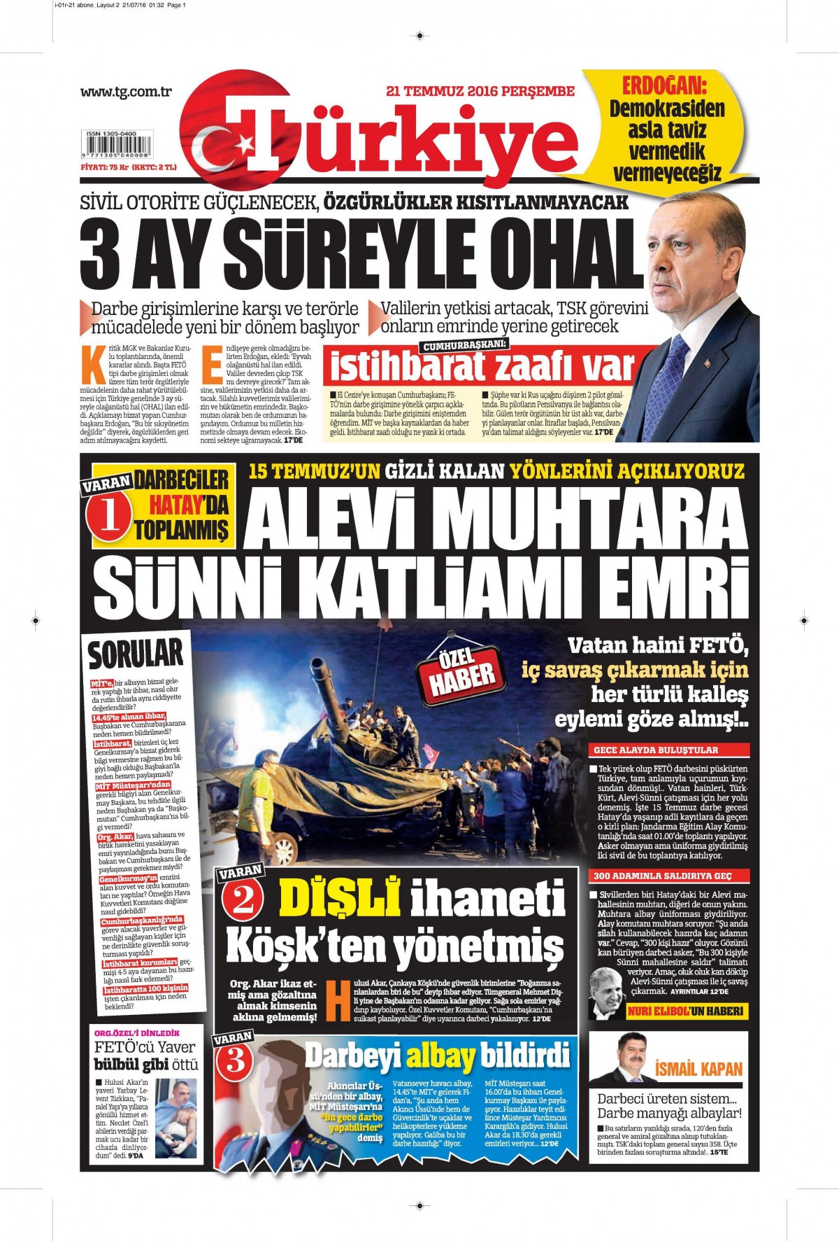 22 Temmuz 2016 gazete manşetleri - 543