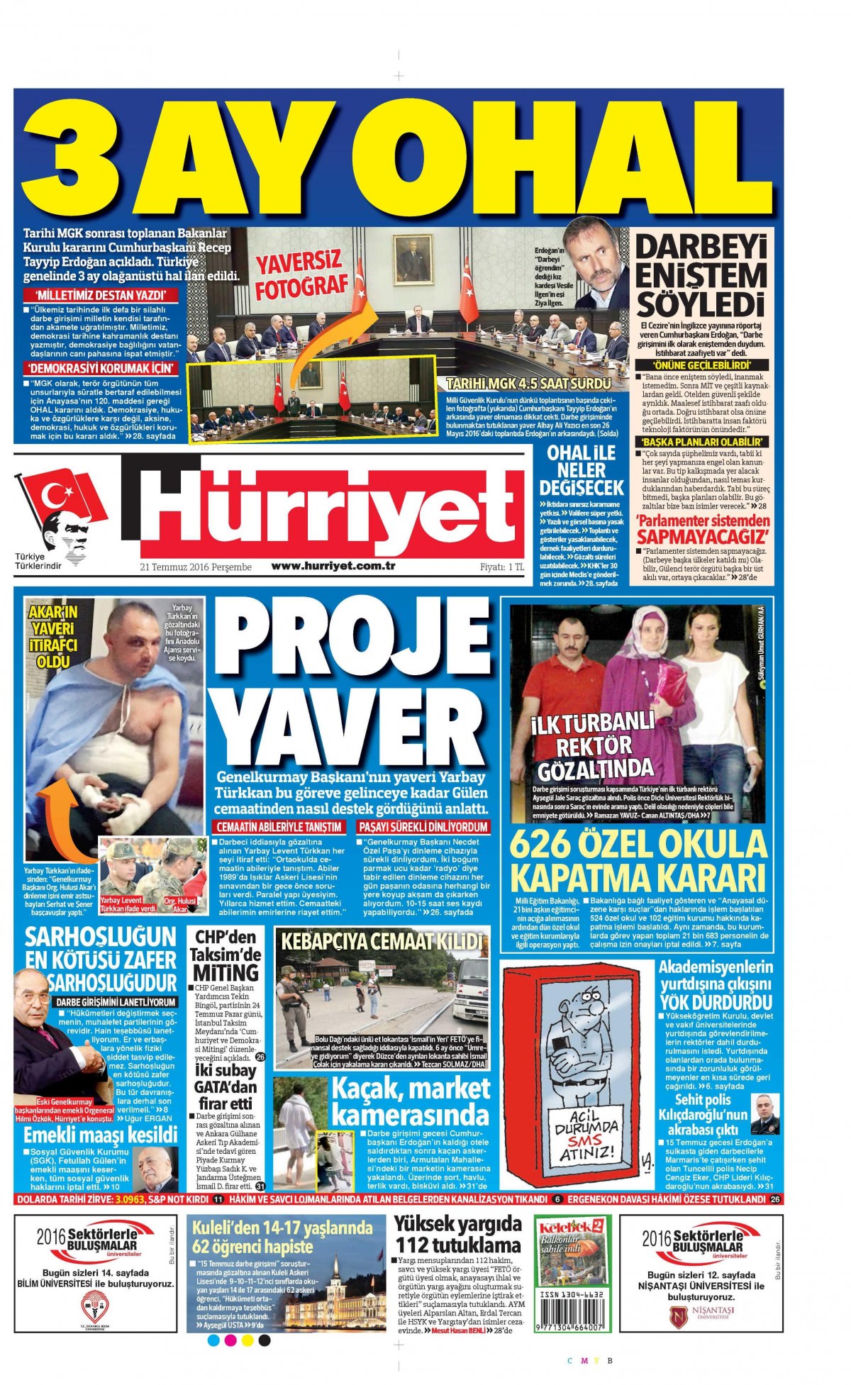 22 Temmuz 2016 gazete manşetleri - 853