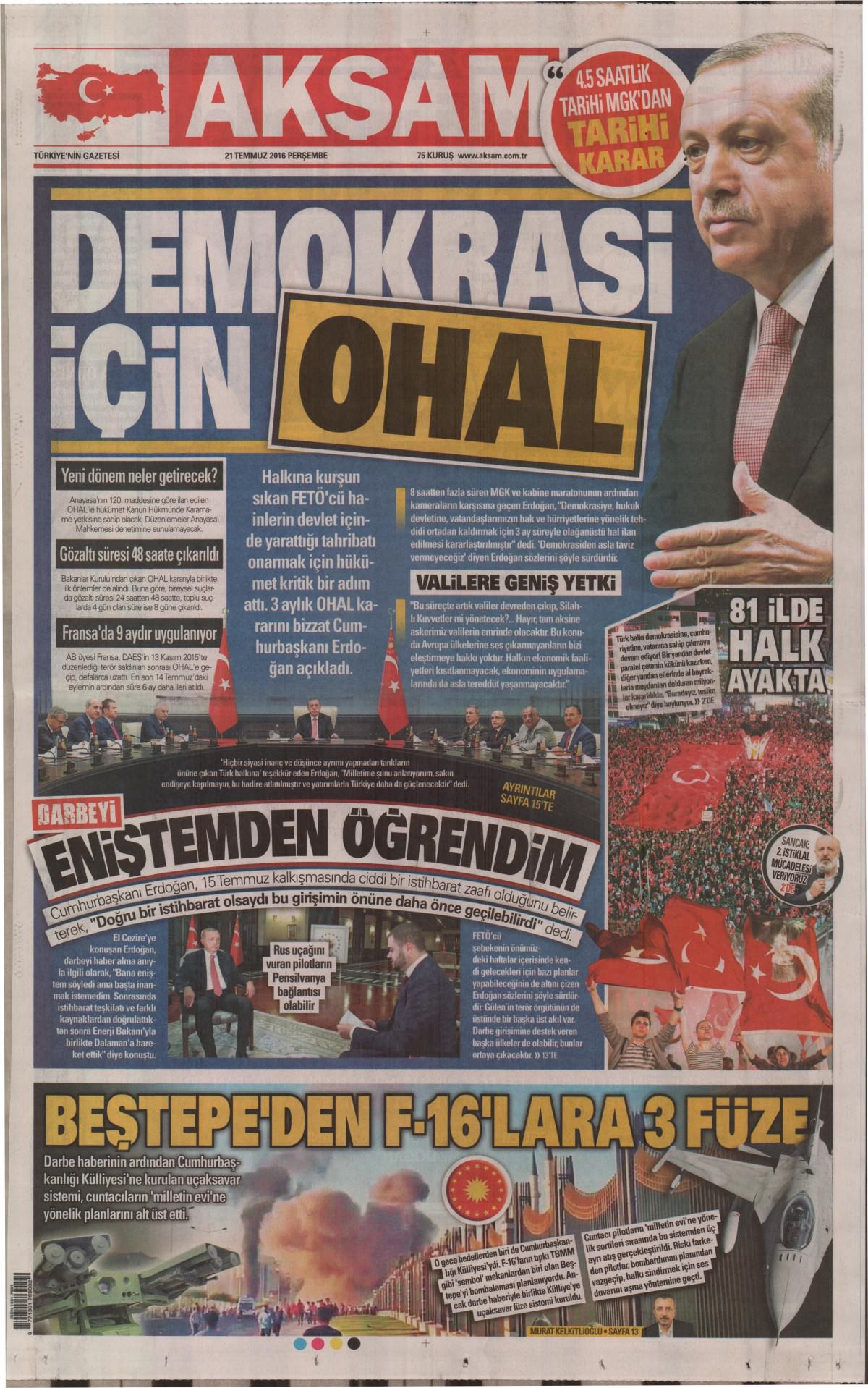 22 Temmuz 2016 gazete manşetleri - 695