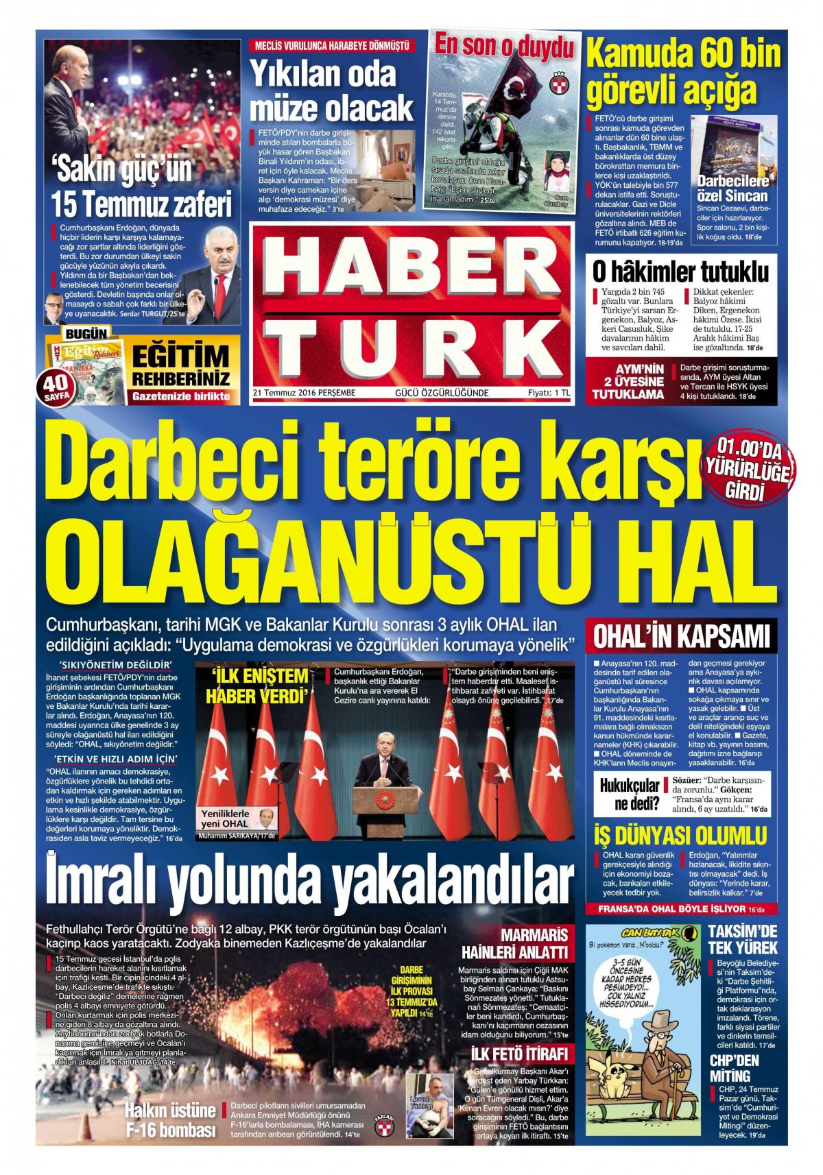 22 Temmuz 2016 gazete manşetleri - 554