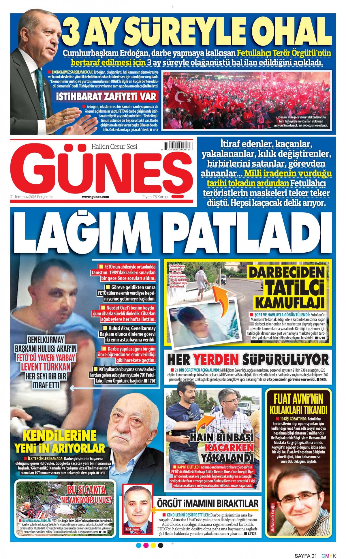 22 Temmuz 2016 gazete manşetleri - 838