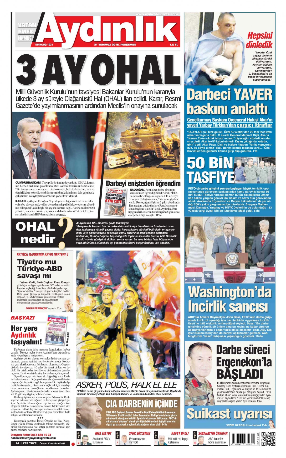 22 Temmuz 2016 gazete manşetleri - 947