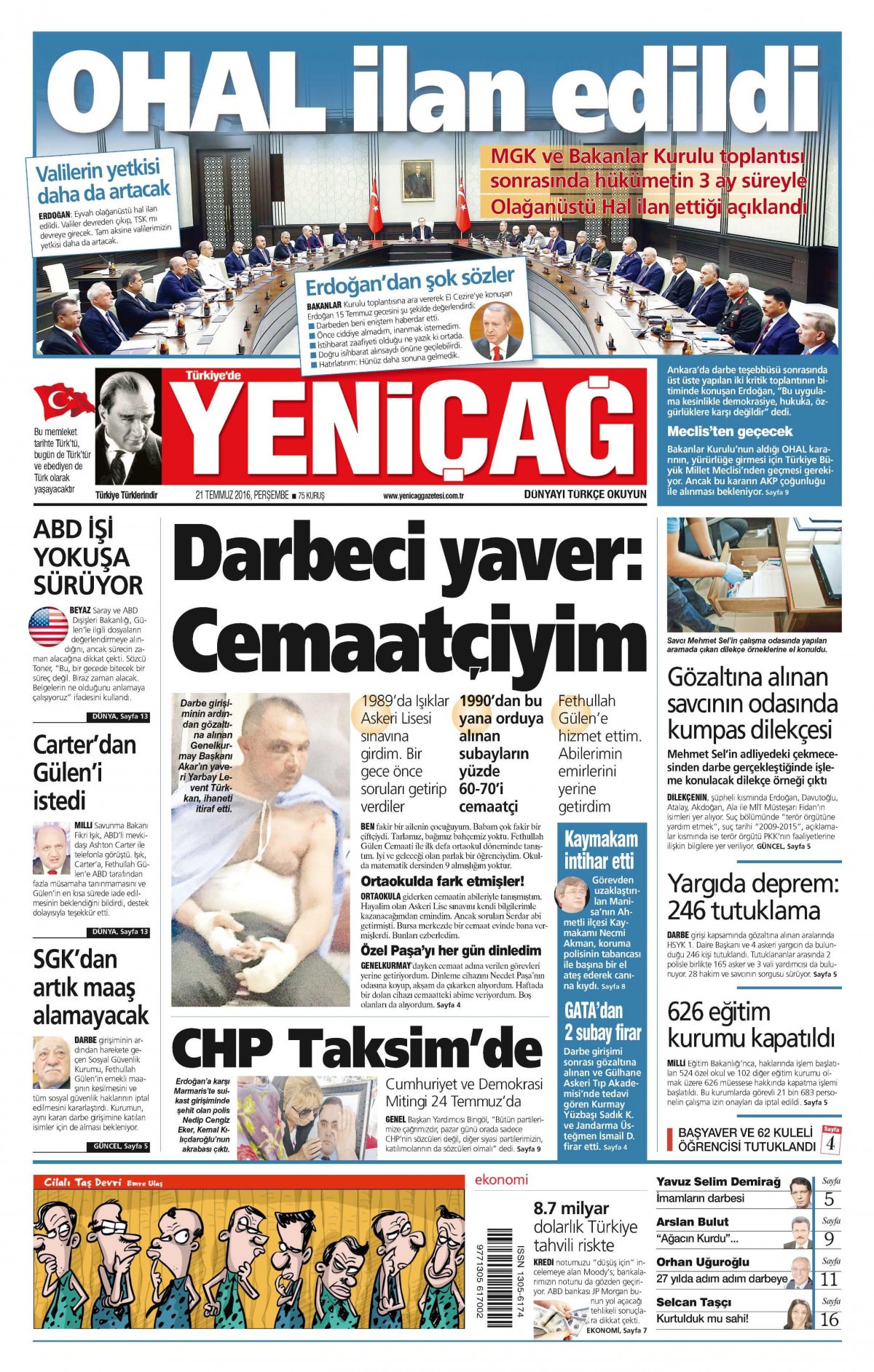 22 Temmuz 2016 gazete manşetleri - 666
