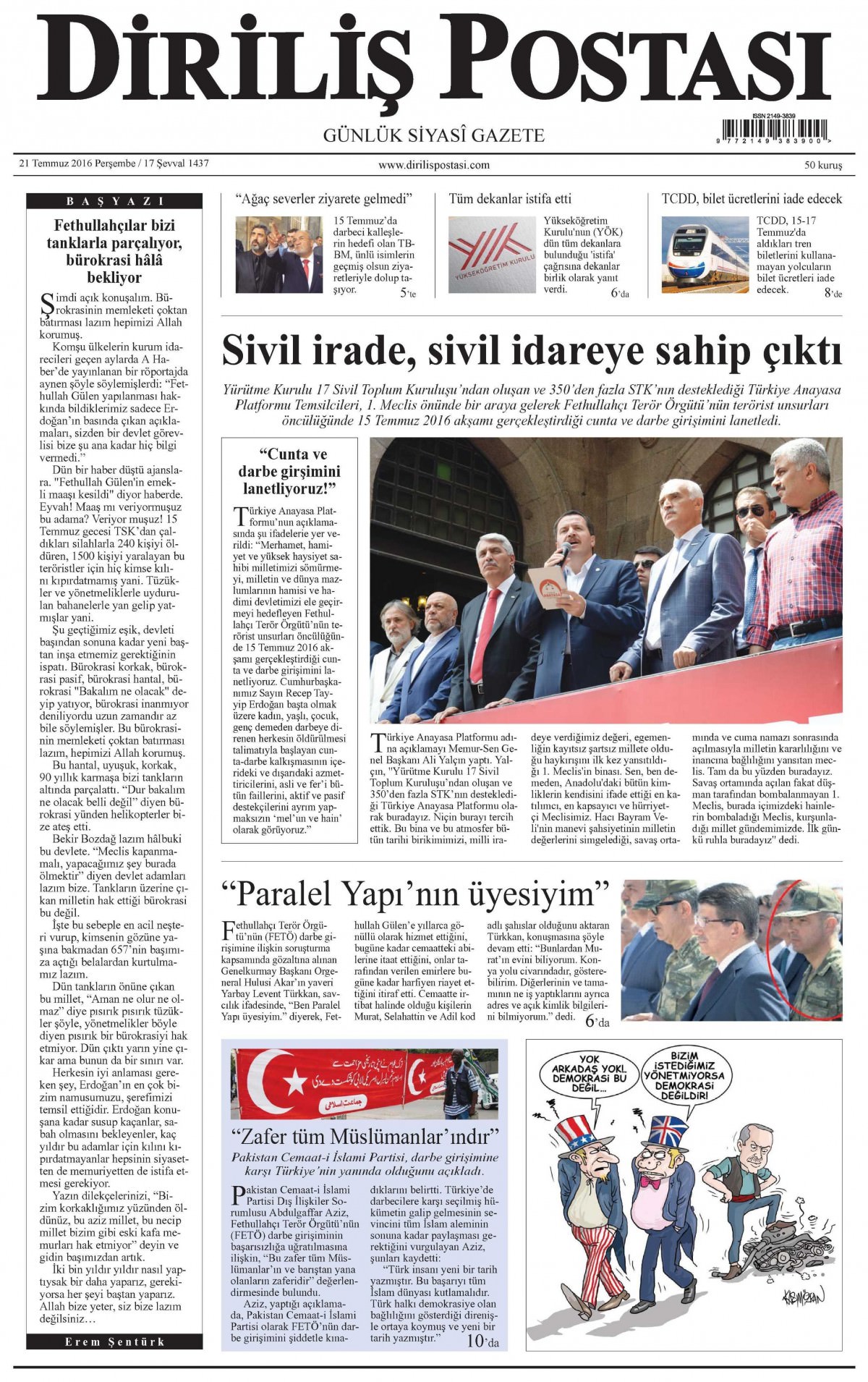 22 Temmuz 2016 gazete manşetleri - 755