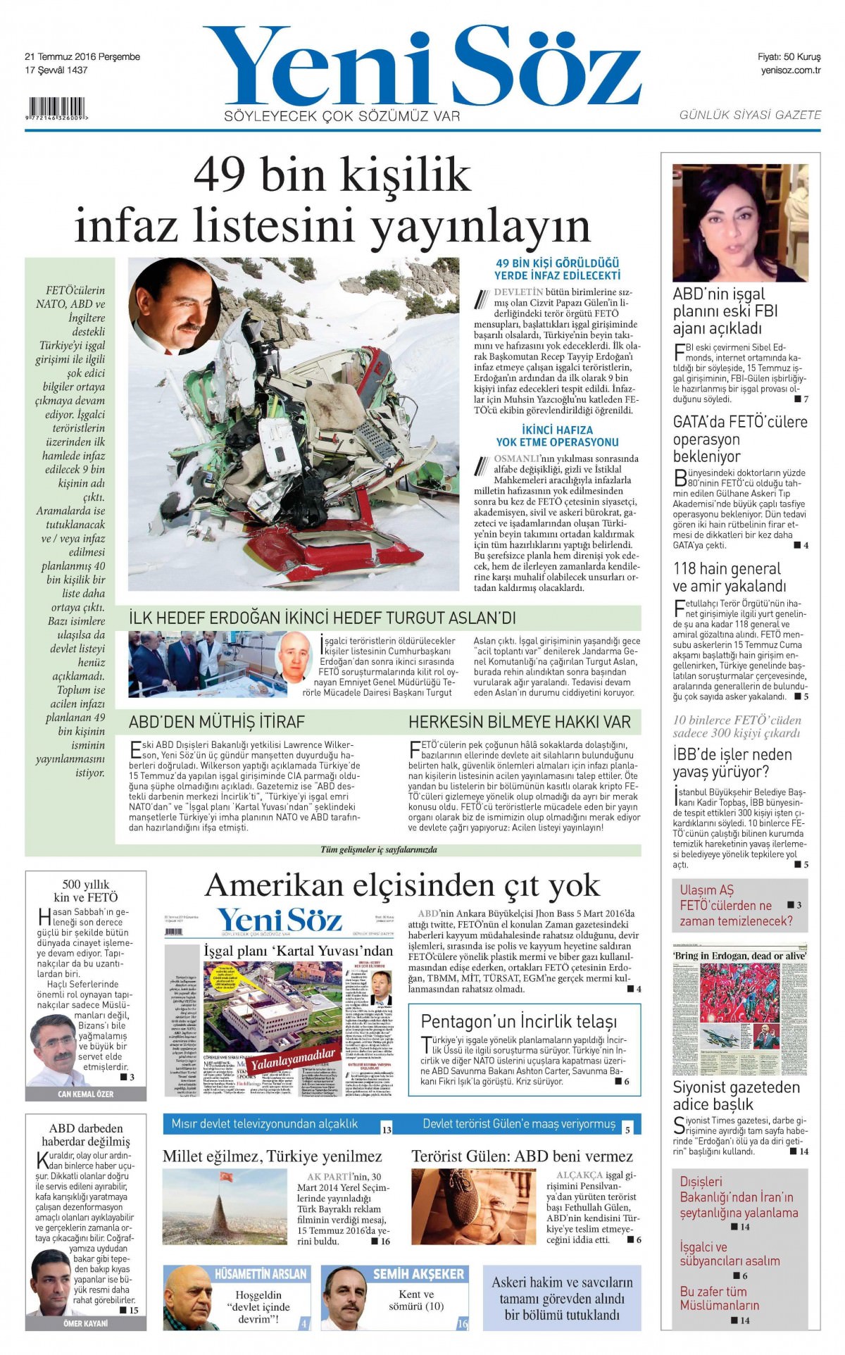 22 Temmuz 2016 gazete manşetleri - 788