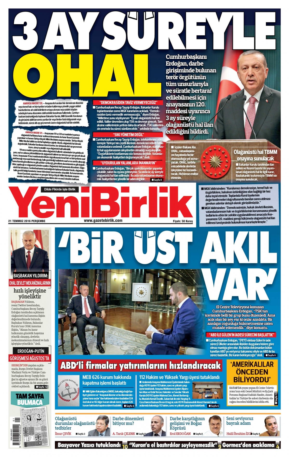 22 Temmuz 2016 gazete manşetleri - 680