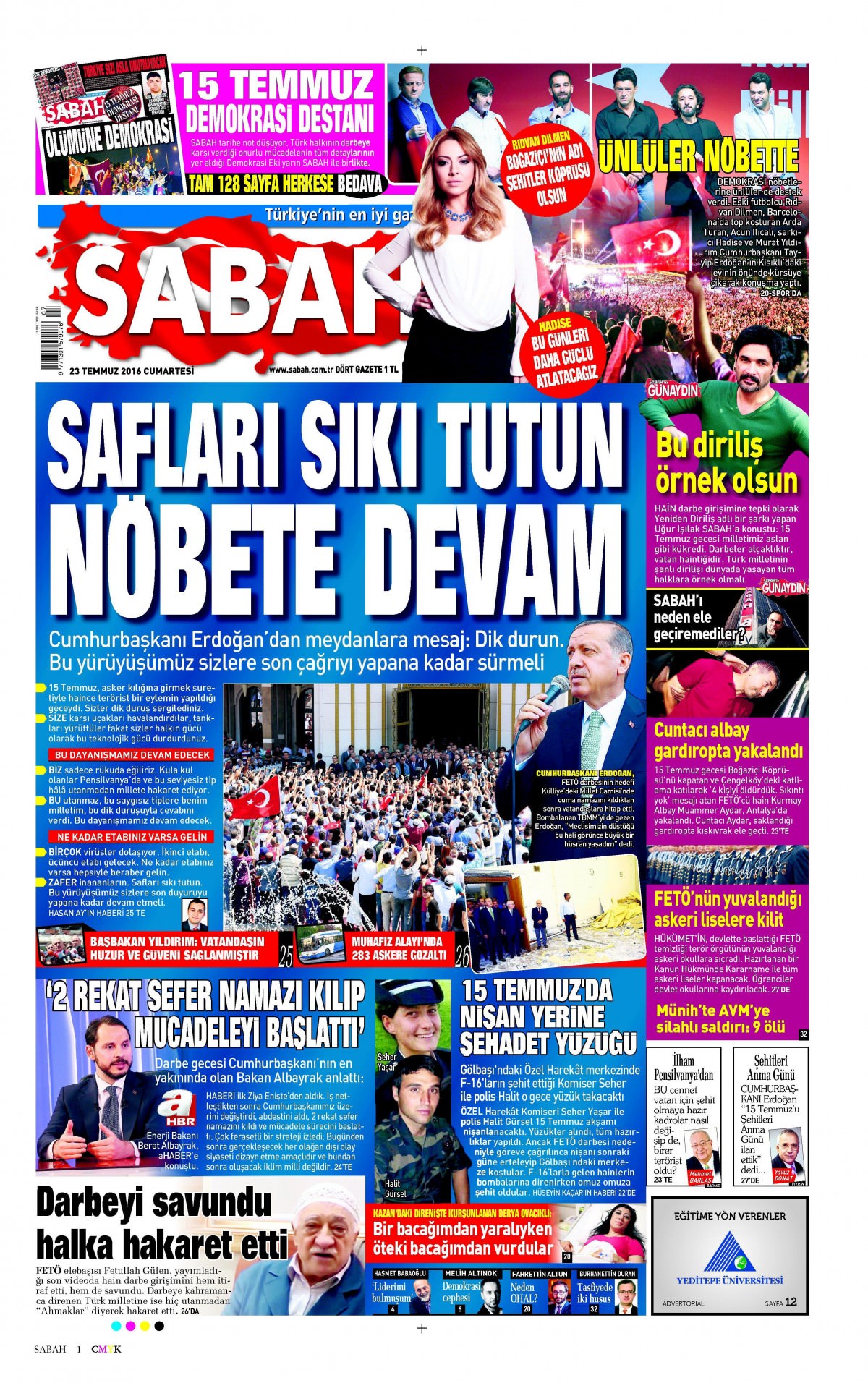 23 Temmuz 2016 gazete manşetleri - 806