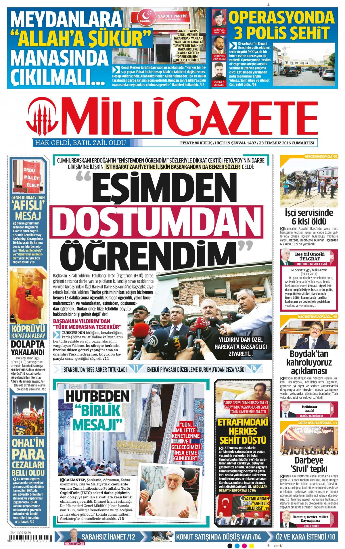 23 Temmuz 2016 gazete manşetleri - 715