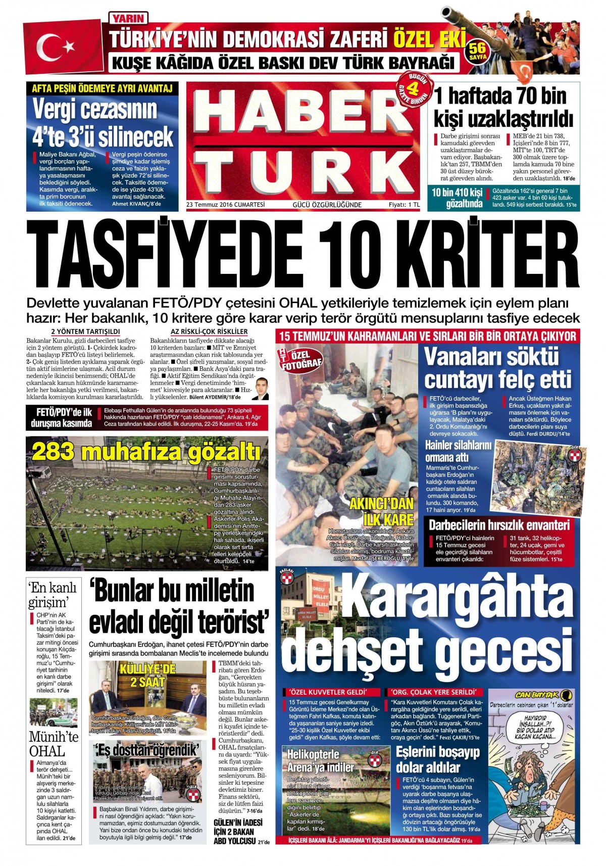 23 Temmuz 2016 gazete manşetleri - 934