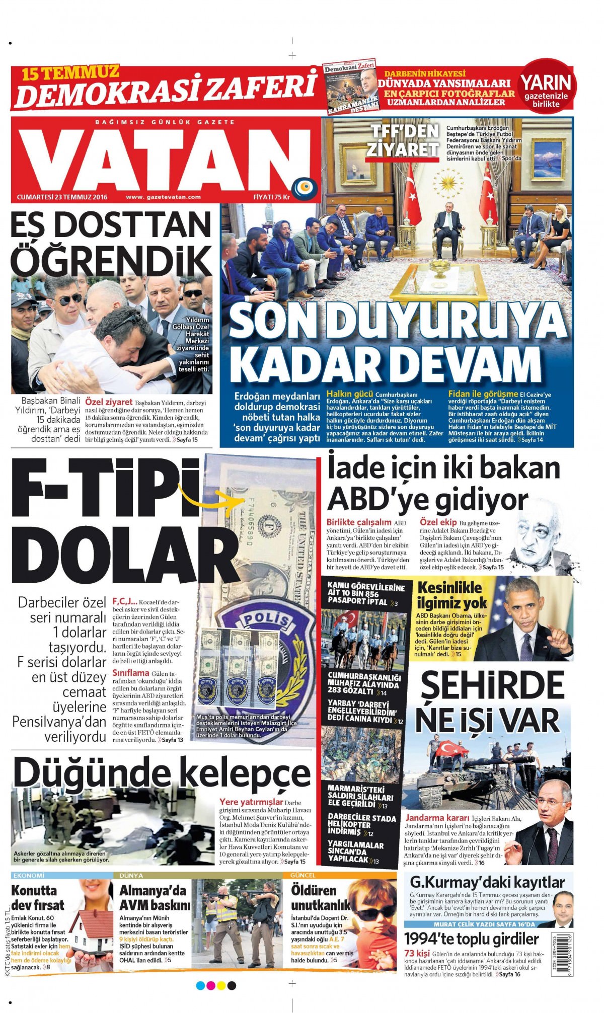 23 Temmuz 2016 gazete manşetleri - 915