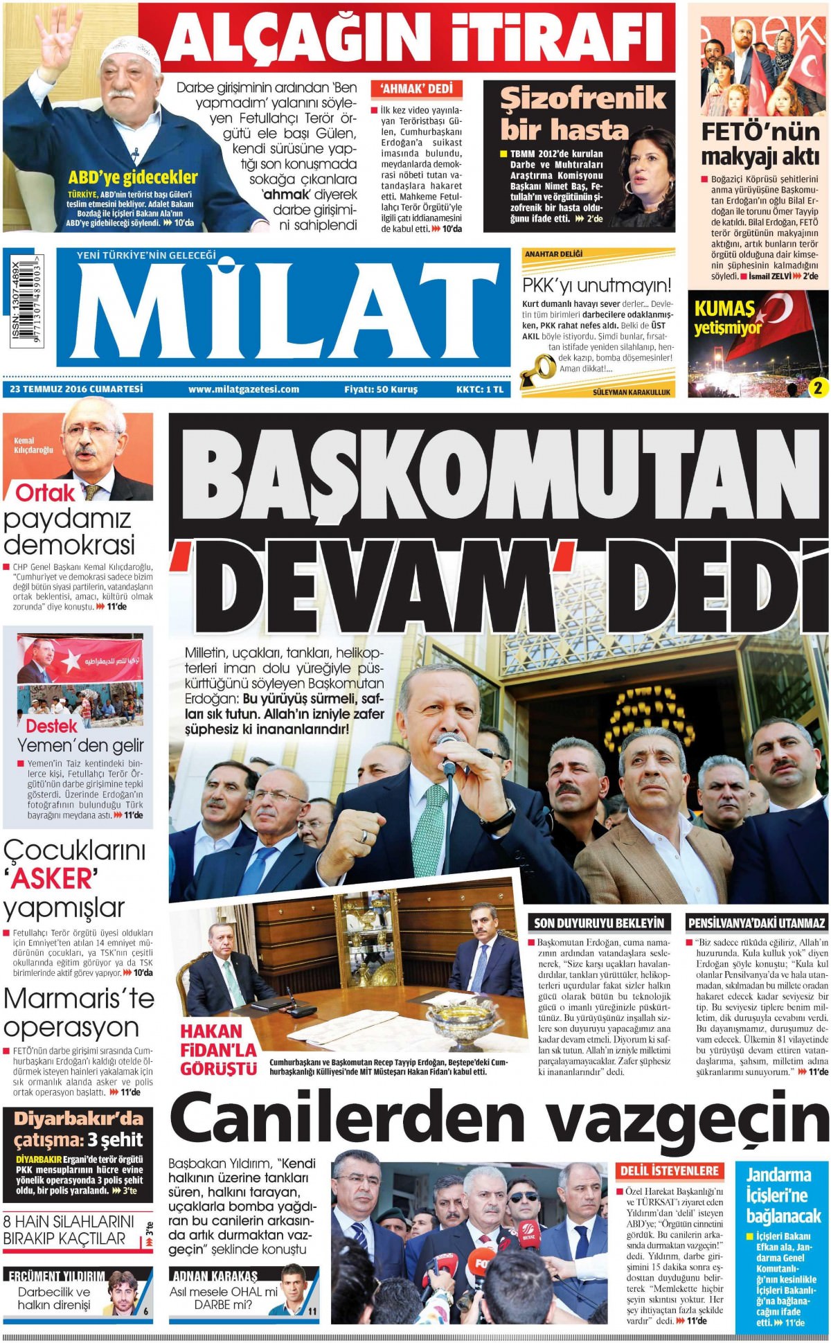 23 Temmuz 2016 gazete manşetleri - 748