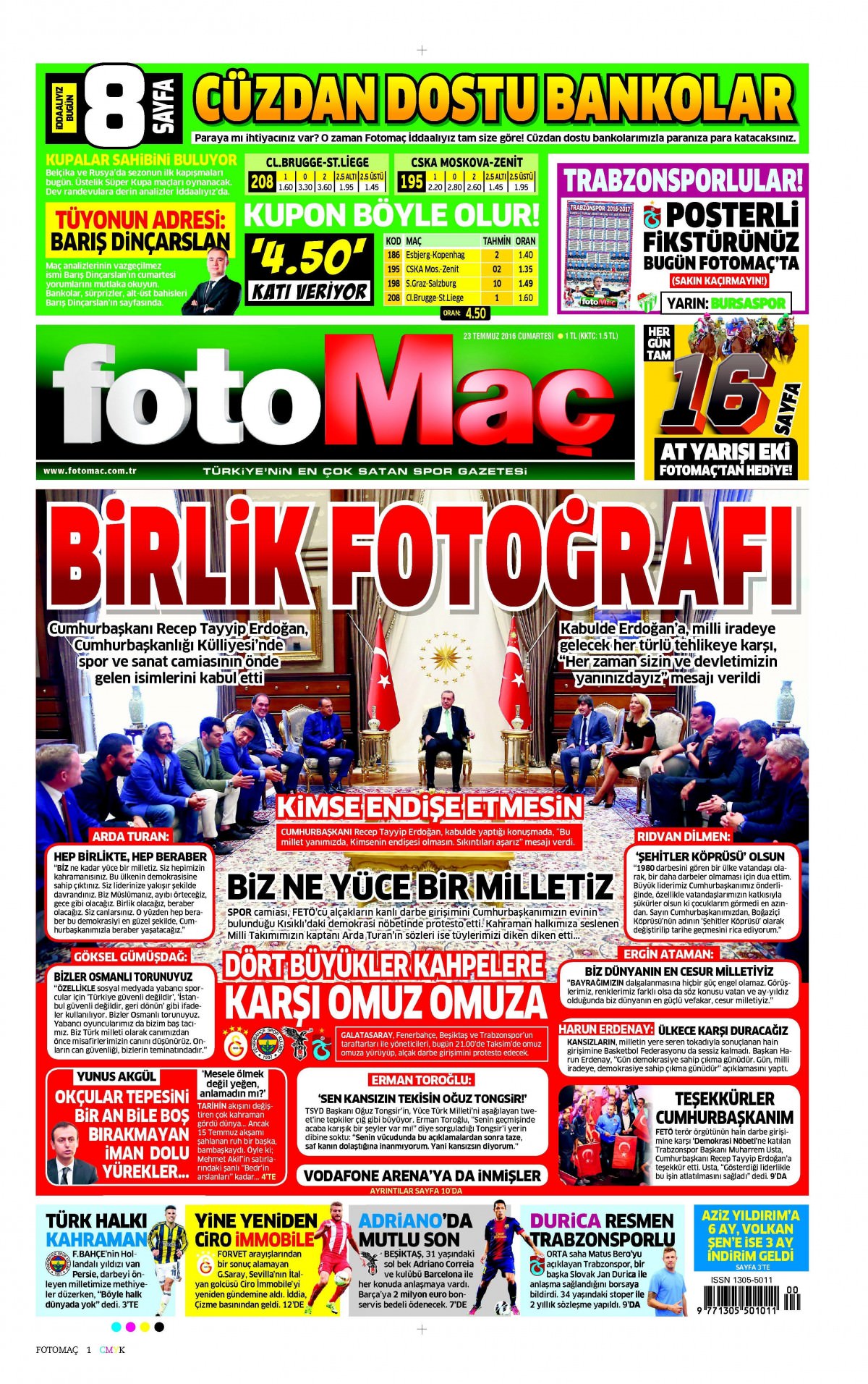 23 Temmuz 2016 gazete manşetleri - 908