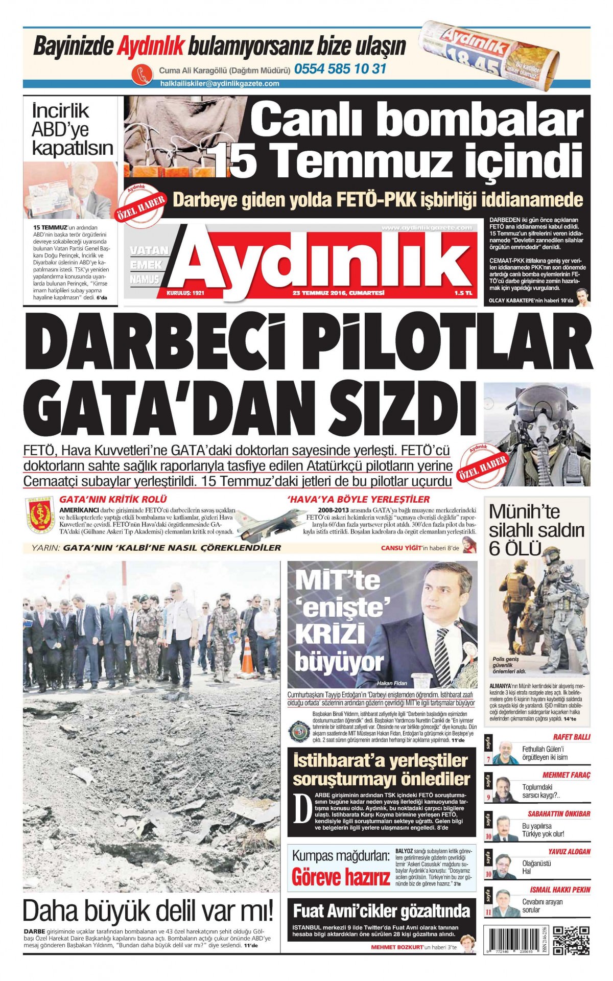 23 Temmuz 2016 gazete manşetleri - 583