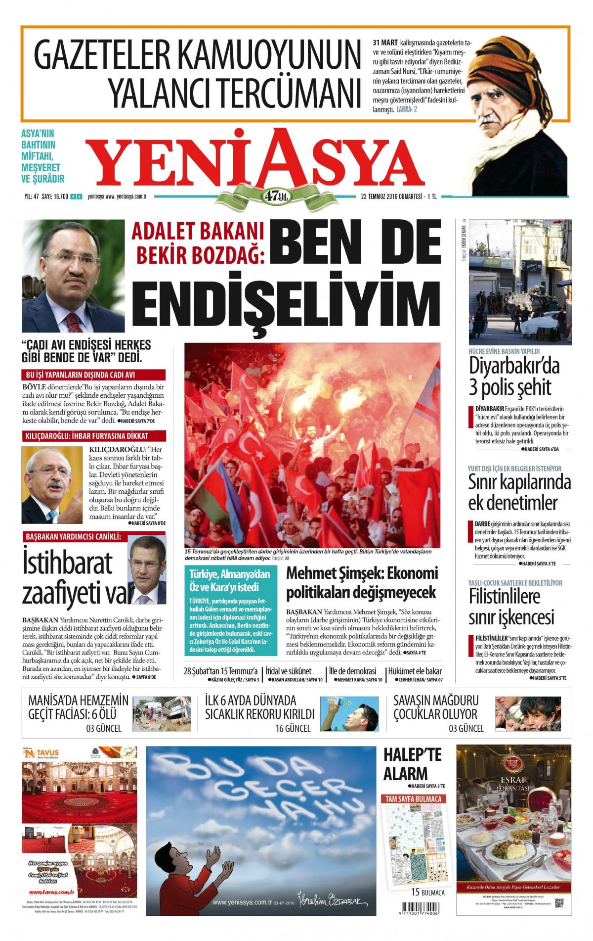 23 Temmuz 2016 gazete manşetleri - 895