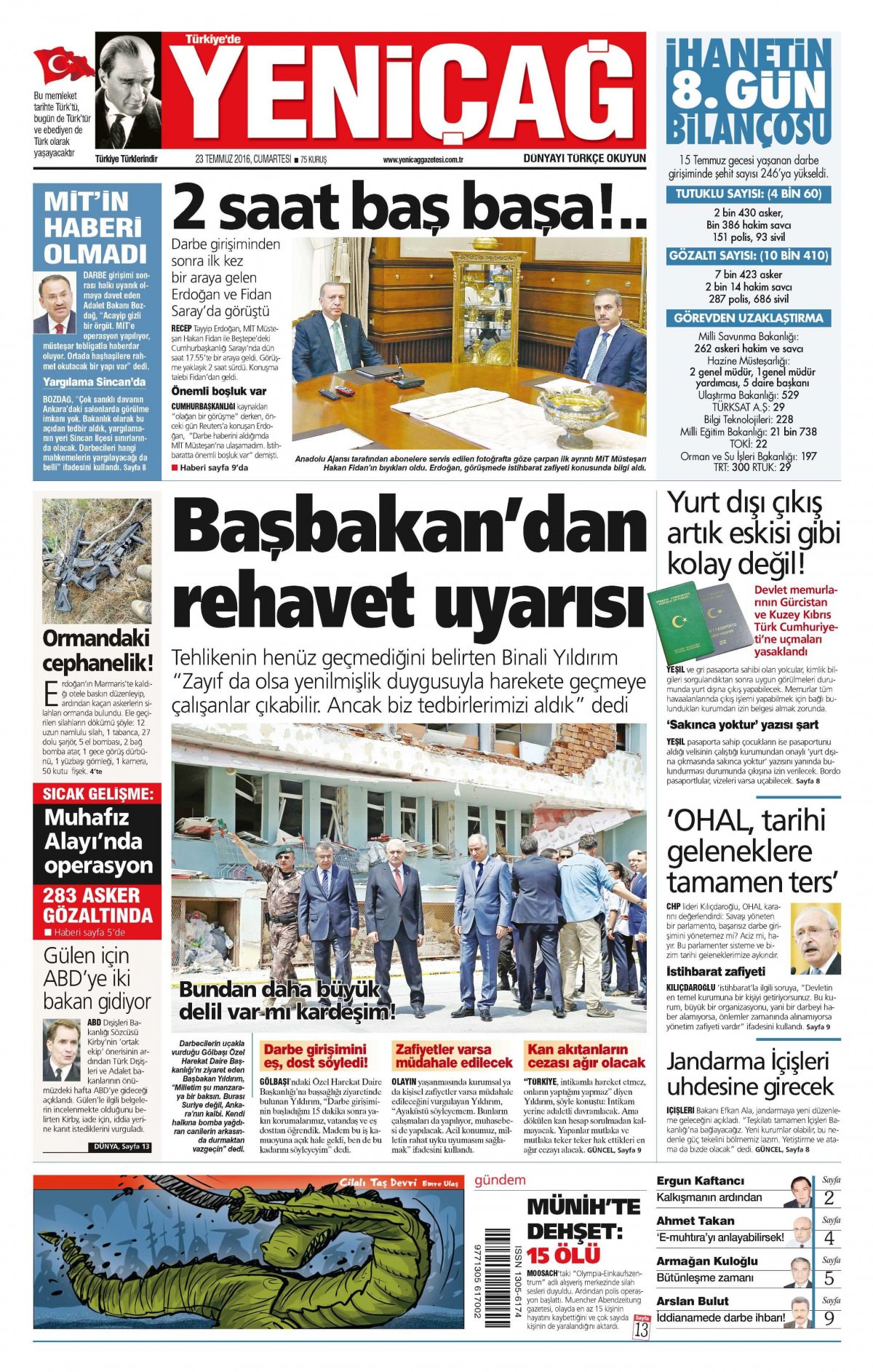 23 Temmuz 2016 gazete manşetleri - 827