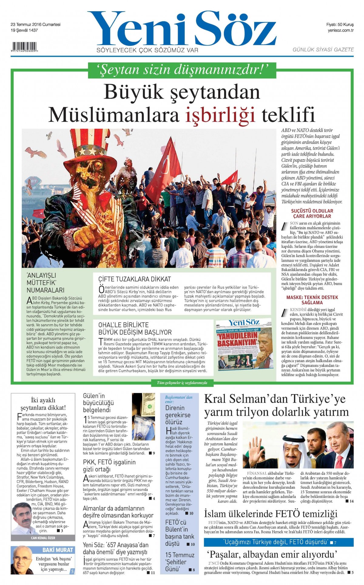 23 Temmuz 2016 gazete manşetleri - 520