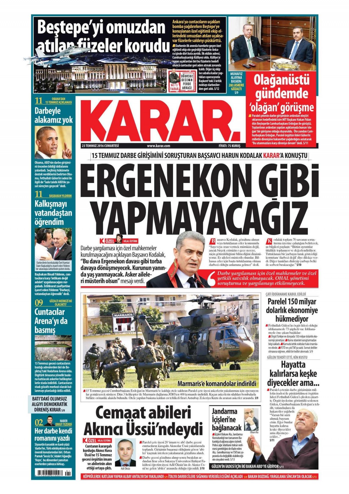 23 Temmuz 2016 gazete manşetleri - 596