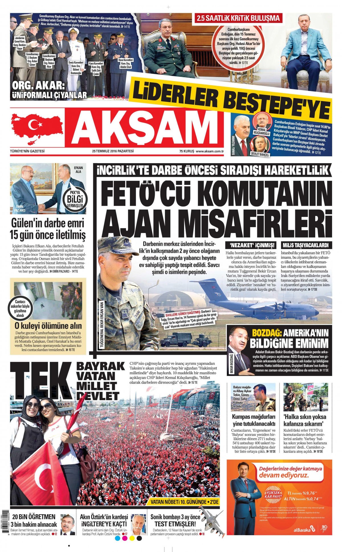 25 Temmuz 2016 gazete manşetleri - 770