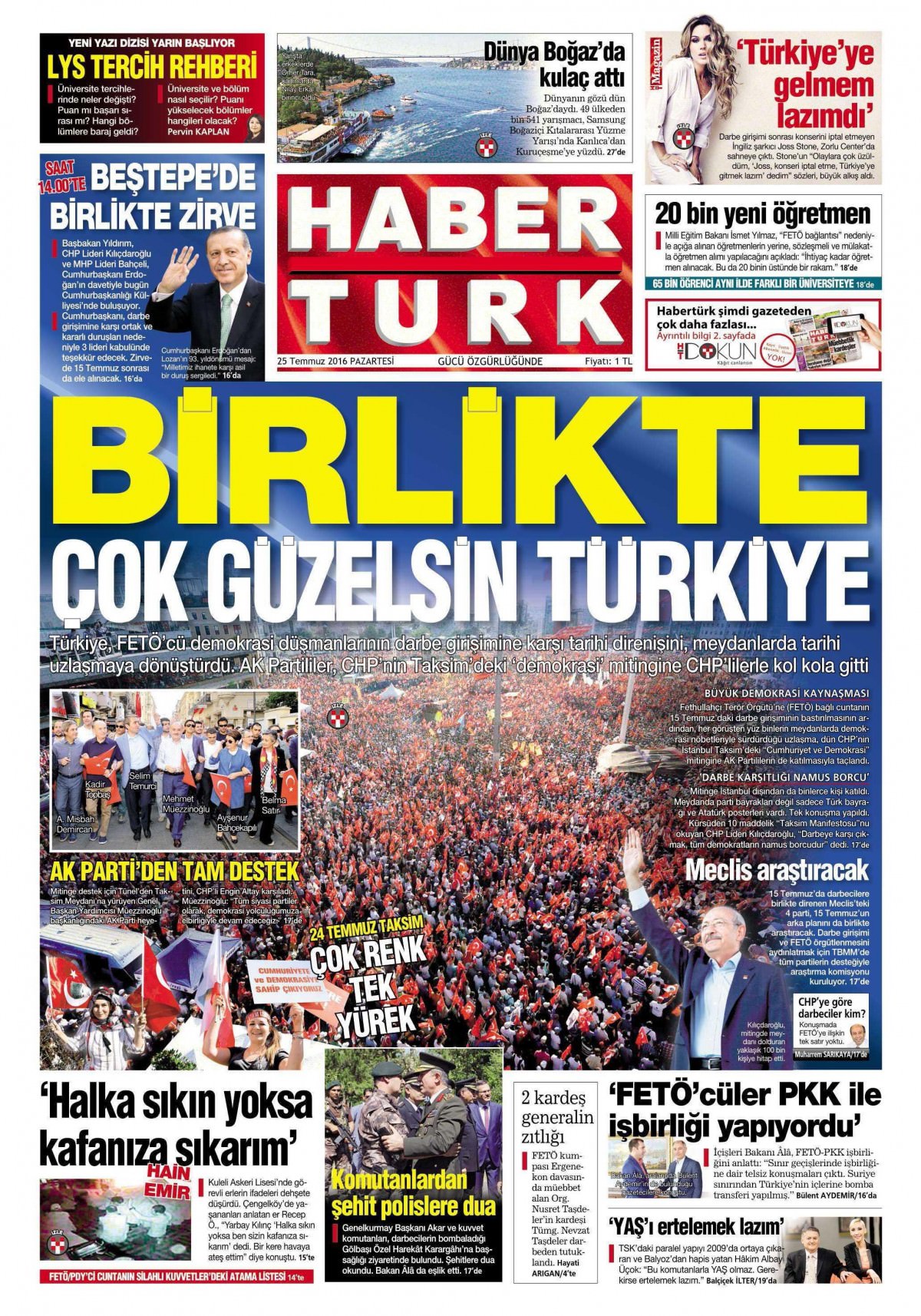 25 Temmuz 2016 gazete manşetleri - 834